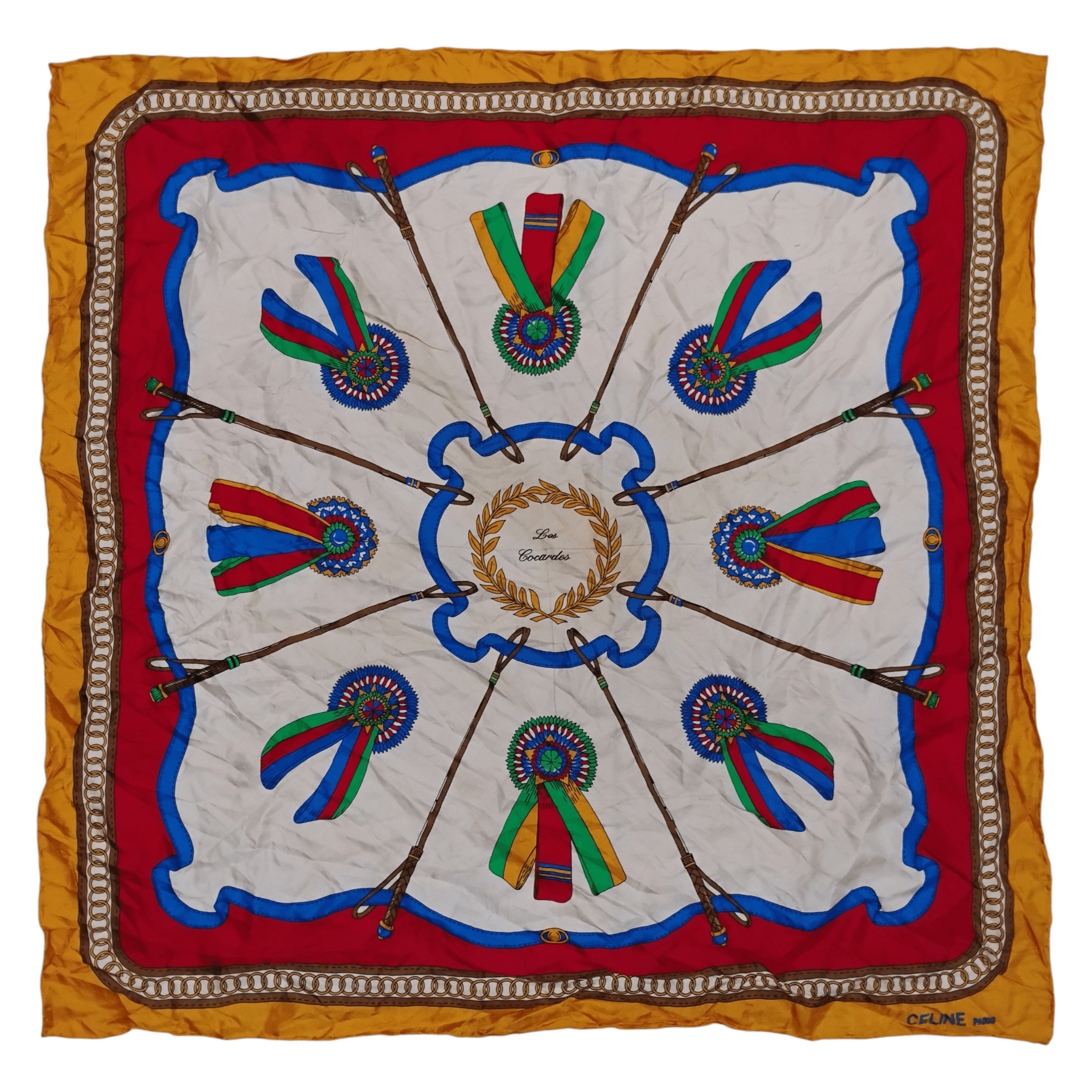 Celine Vintage Celine Les Cocardes Pure Silk Scarf Size ONE SIZE - 1 Thumbnail