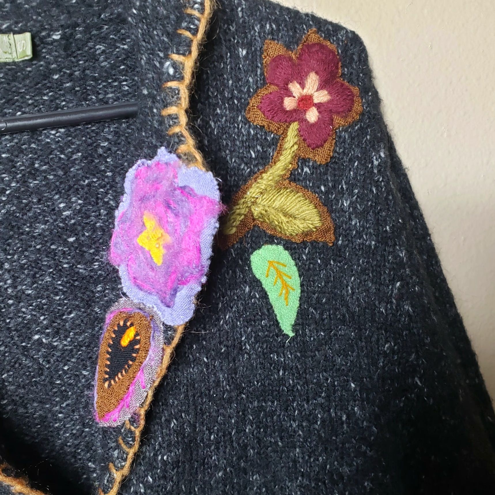 Vintage Relais Mohair Blend Floral Applique Sweater 2 Button Blazer Size S Women Gray Long Sleeve Embroidered Bohemian Size S / US 4 / IT 40 - 4 Thumbnail