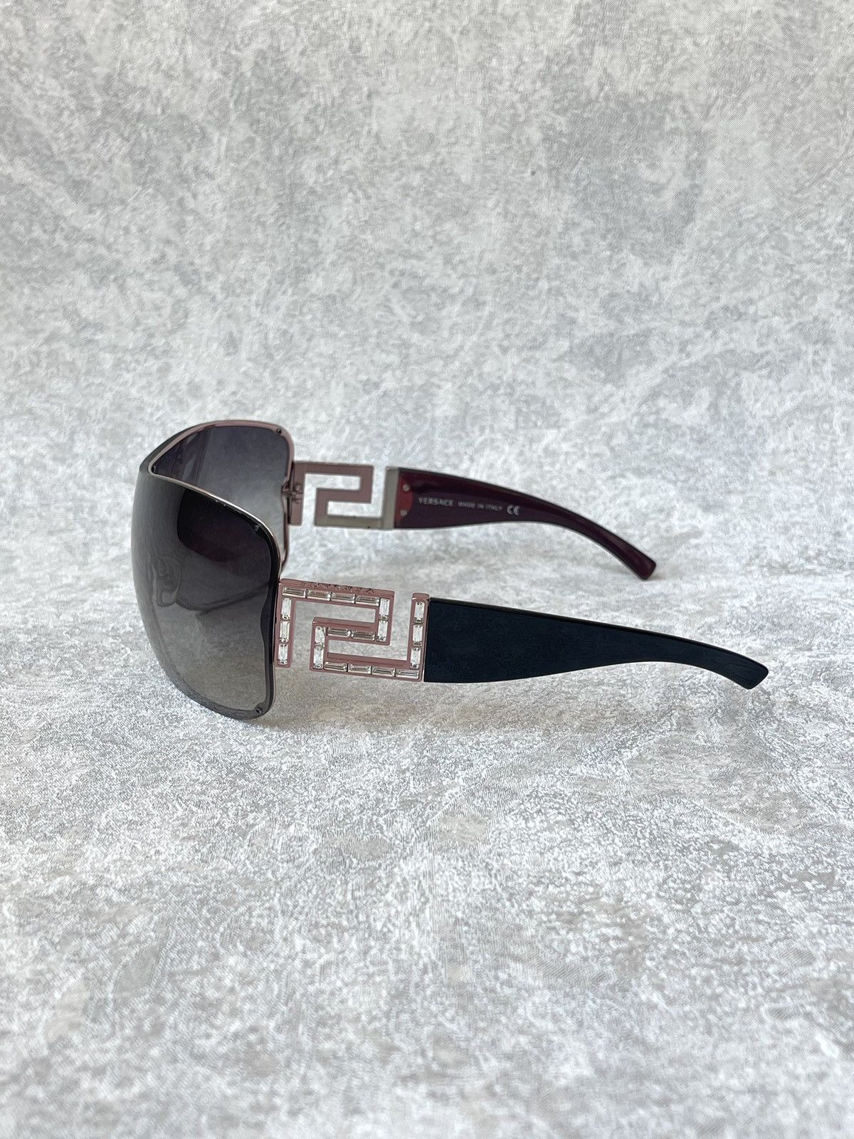 Versace VTG Versace 2072-B Rhinestone Greek Key Shield Sunglasses Size ONE SIZE - 3 Thumbnail