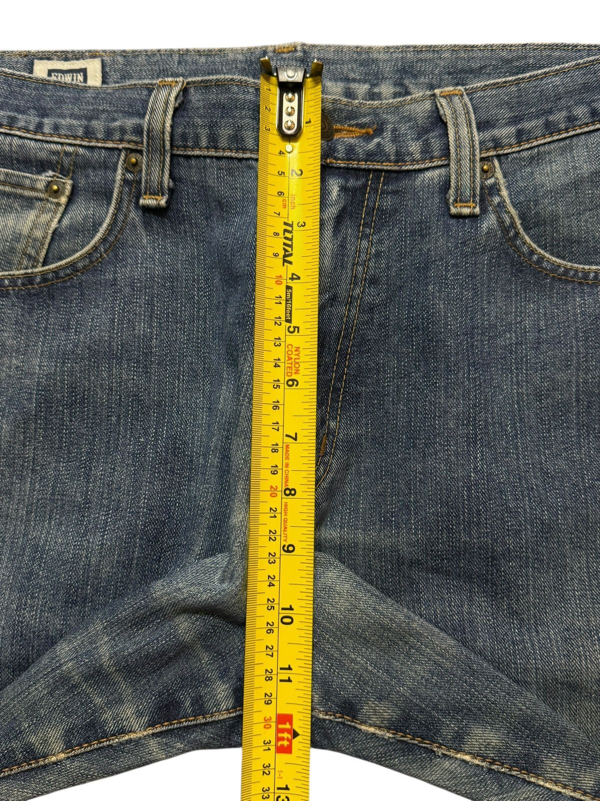 Edwin Vintage 90s Japan Edwin 404 Blue Faded Mud Wash Straight Leg Size US 36 / EU 52 - 13 Thumbnail