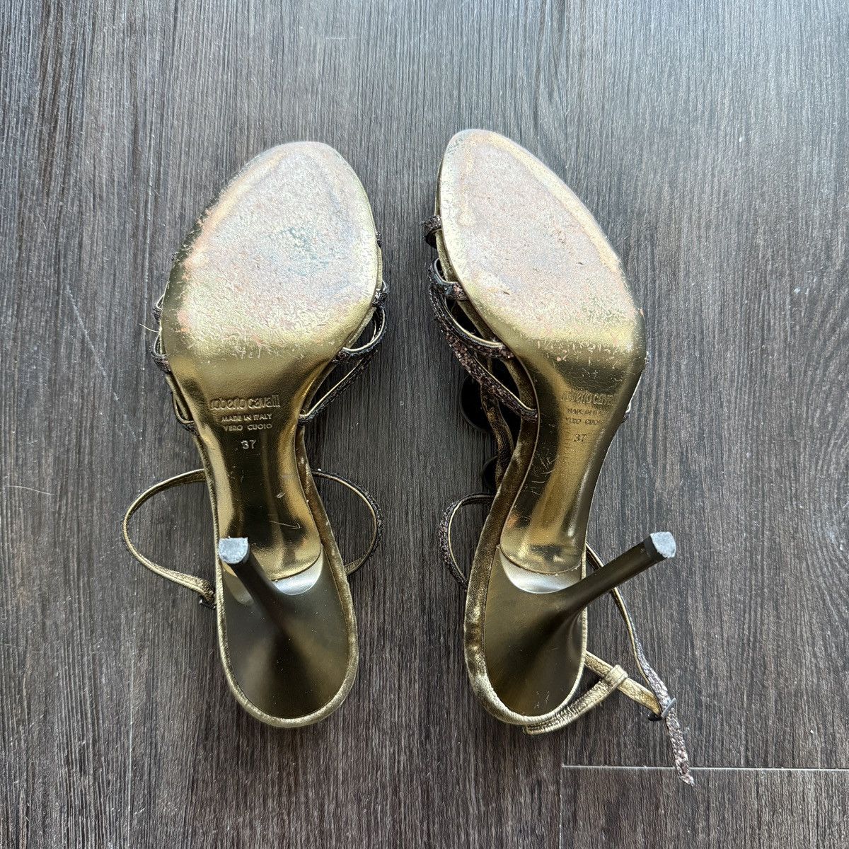 Roberto Cavalli Vintage Roberto Cavalli Brown Glitter Heels Size US 7 / IT 37 - 2 Thumbnail