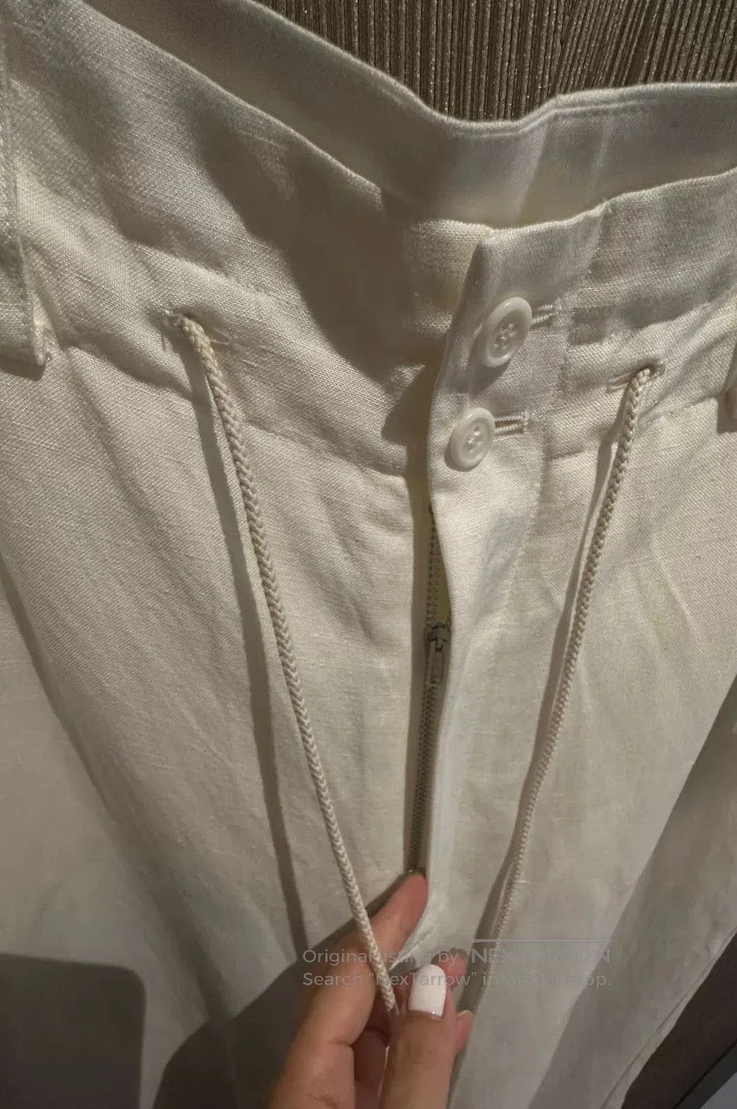 Y's White Casual Pants with Drawstring. Size 24" / US 00 / IT 34 - 4 Thumbnail
