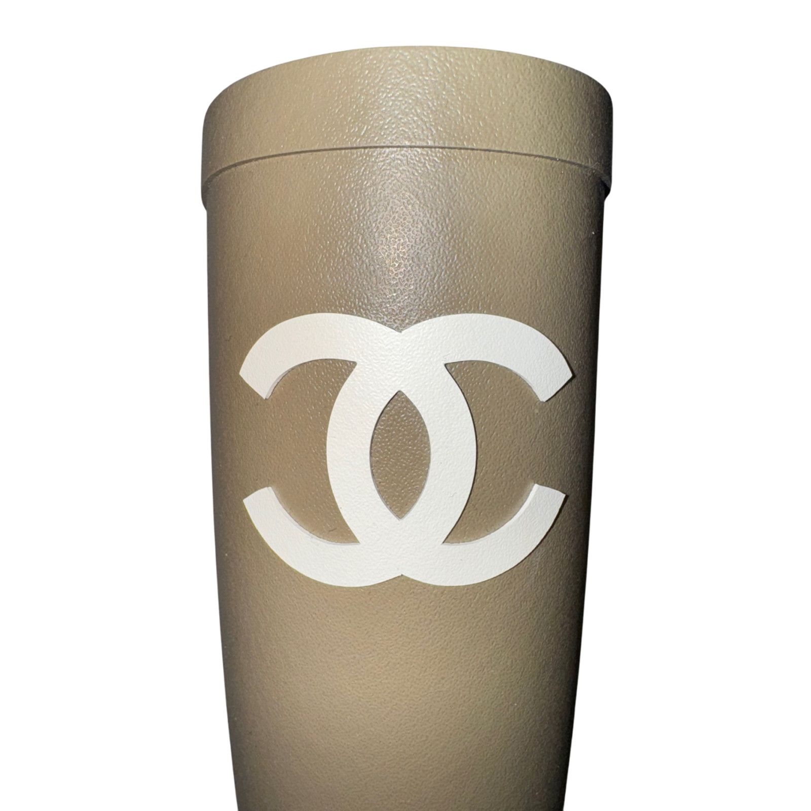 Chanel Dark Beige Moss Green White CC Logo High Rubber Rain Boot 42 Size US 12 / IT 42 - 4 Thumbnail
