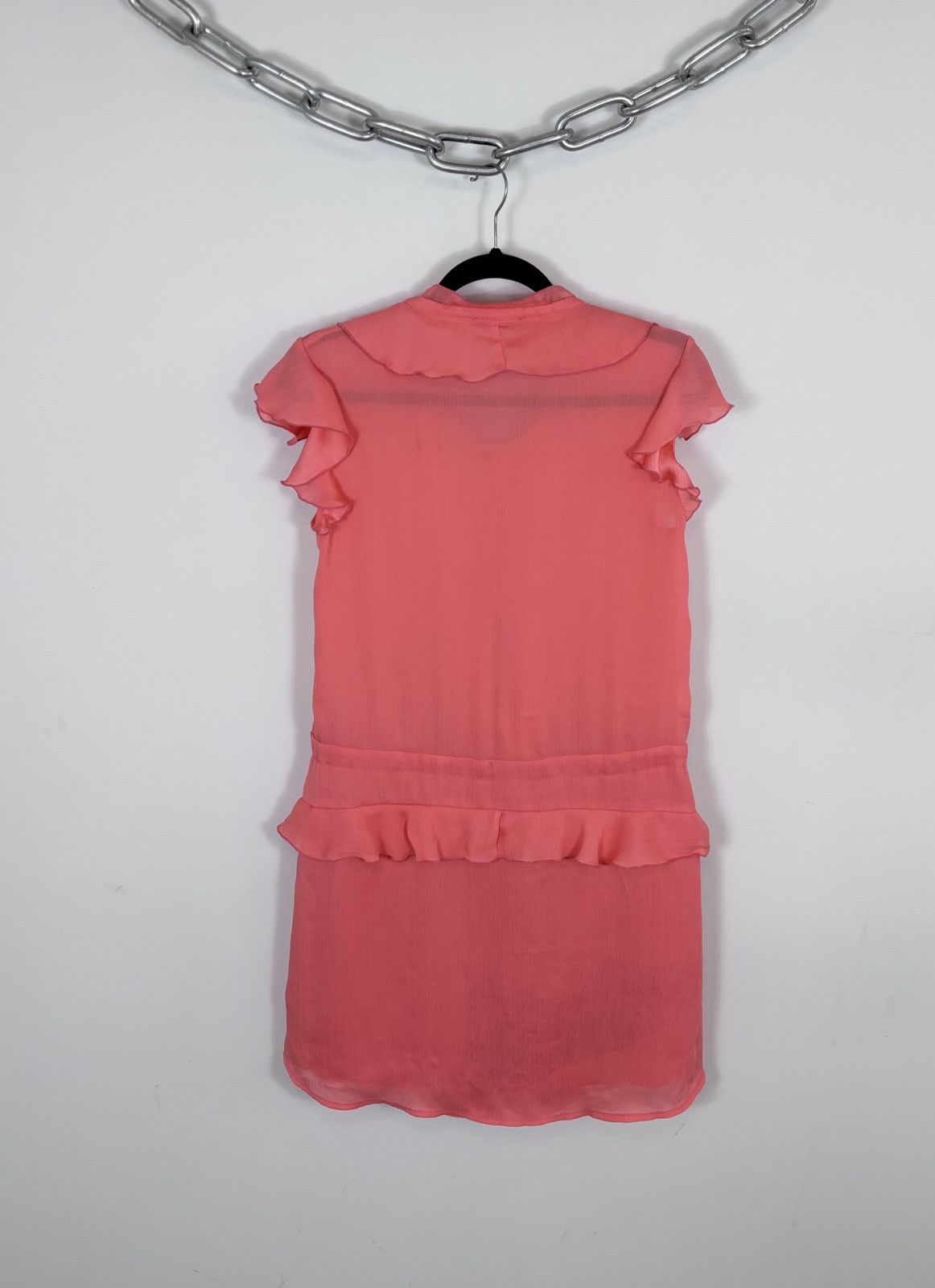 Versace Jeans Couture Versace Jeans Women’s Coral Chiffon Ruffle Mini Dress Size S / US 4 / IT 40 - 19 Thumbnail