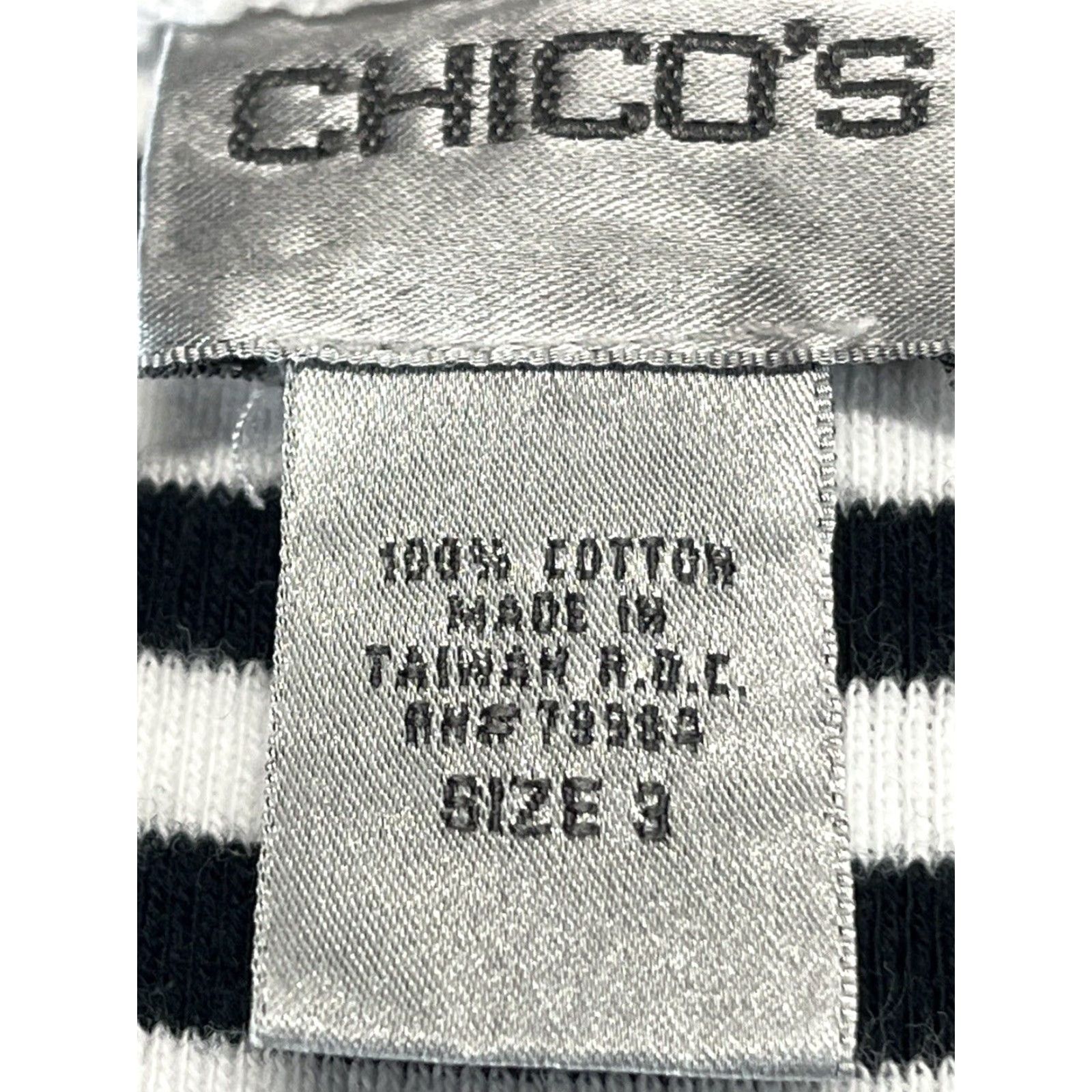 Vintage CHICOS Tank Top - Striped Knit Sleeveless Shirt - Size 3 Regular - Black & White Cotton - Women’s GUC Sleeveless Shirt Size XS / US 0-2 / IT 36-38 - 6 Thumbnail
