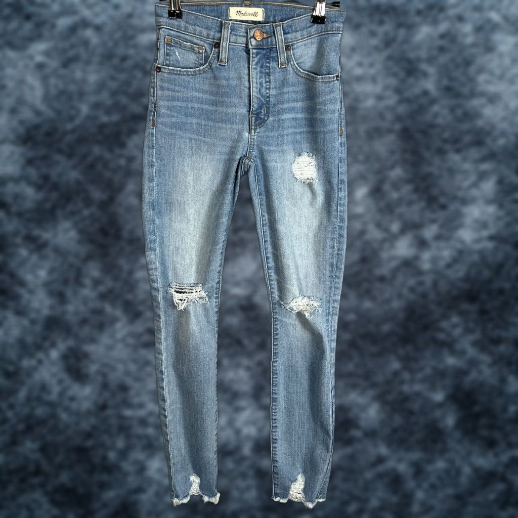 Madewell Madewell 9" High-Rise Skinny Jeans in Ontario Wash Distressed-Hem Edition 23 Women Jeans Size 40" / US 18 - 1 Thumbnail