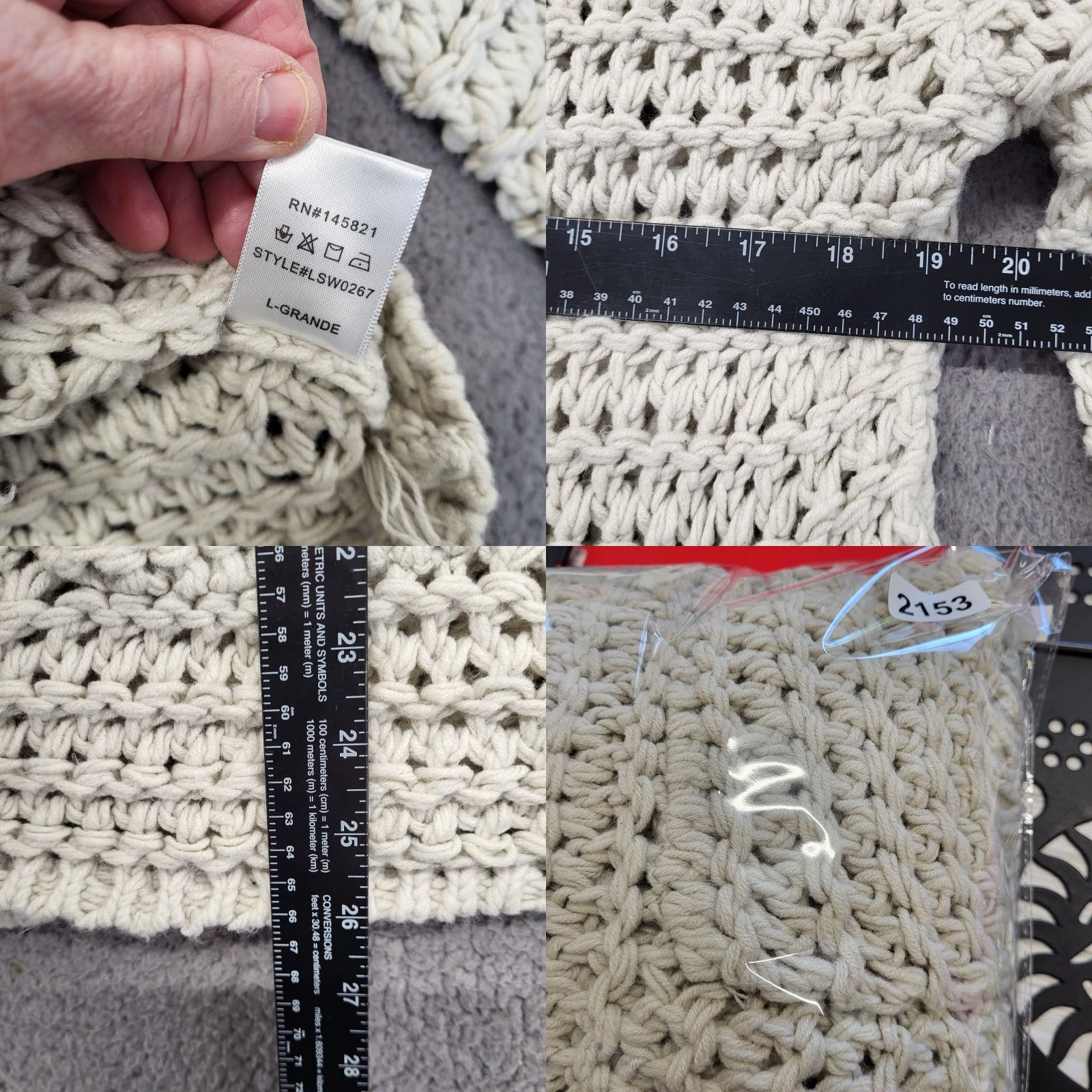 Vintage Listicle Sweater Women’s Large Ivory Long Sleeve Crocheted Pullover Knit Knit Style Kimono Sleeve 90s Bohemian Classic Vintage No Size L / US 10 / IT 46 - 8 Thumbnail