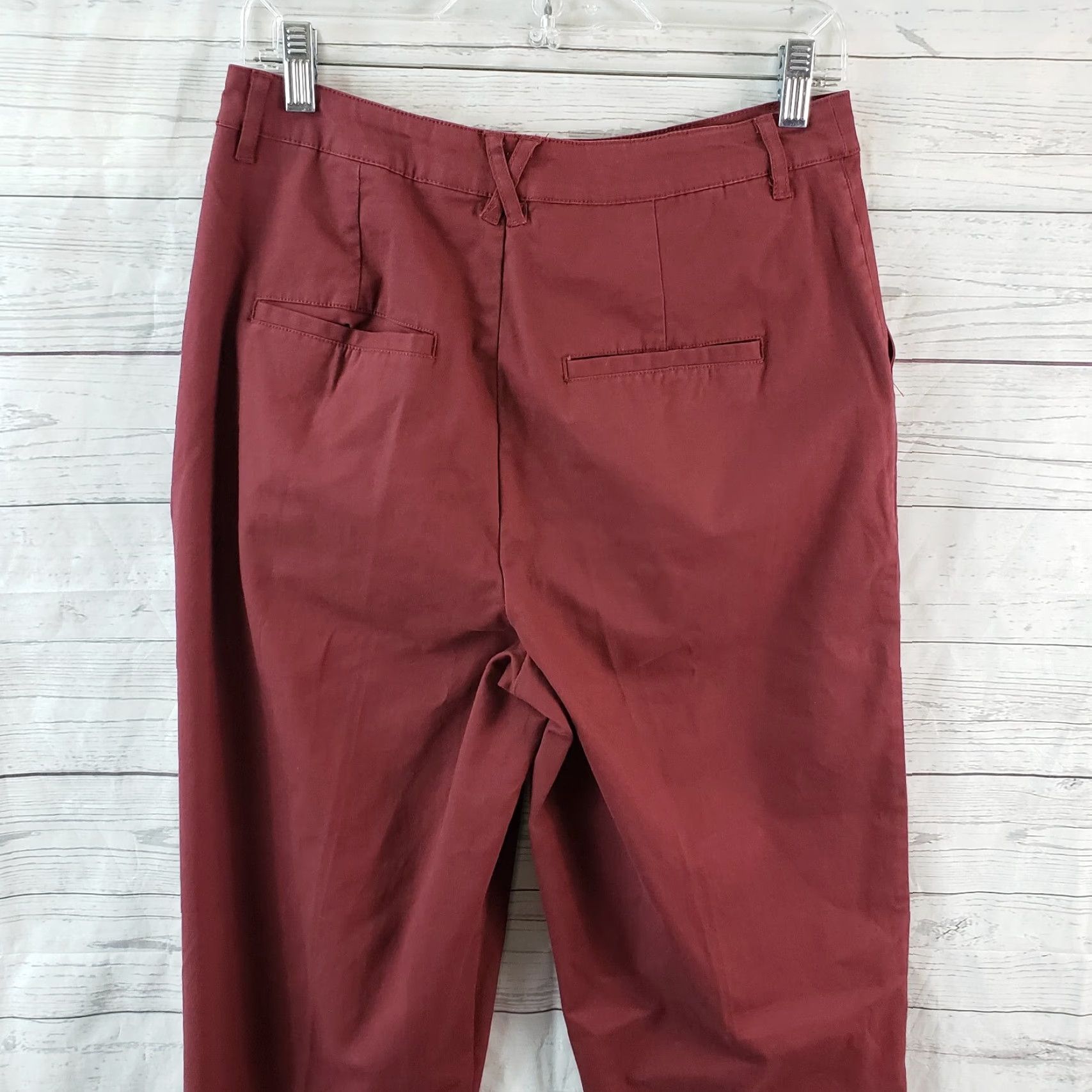 Asos ASOS Womens Pants, 6, High Rise Chino, Red, Cotton Blend, Tapered Leg, 28.5 Inseam, Regular, Brick Red, Womens Size 28" / US 6 / IT 42 - 3 Thumbnail