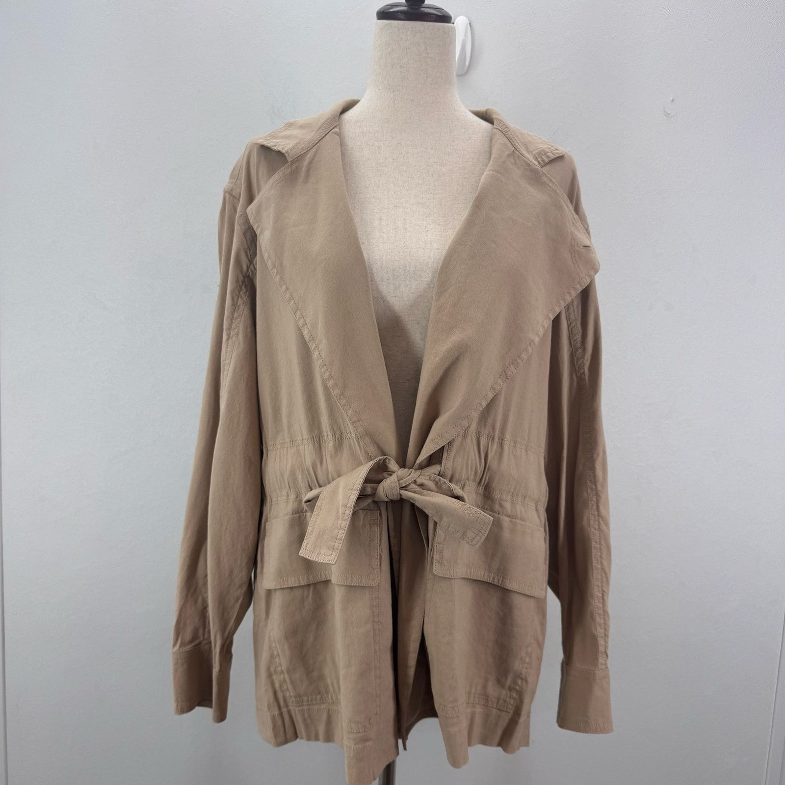 Vince VINCE Drapey Linen Blend Jacket sz M Oat Neutral Safari Size M / US 6-8 / IT 42-44 - 2 Thumbnail