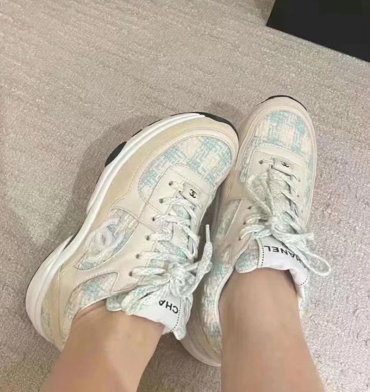 Chanel Chanel Green Tweed Woven Sneakers 40EU 99New Size US 9 / IT 39 - 9 Thumbnail