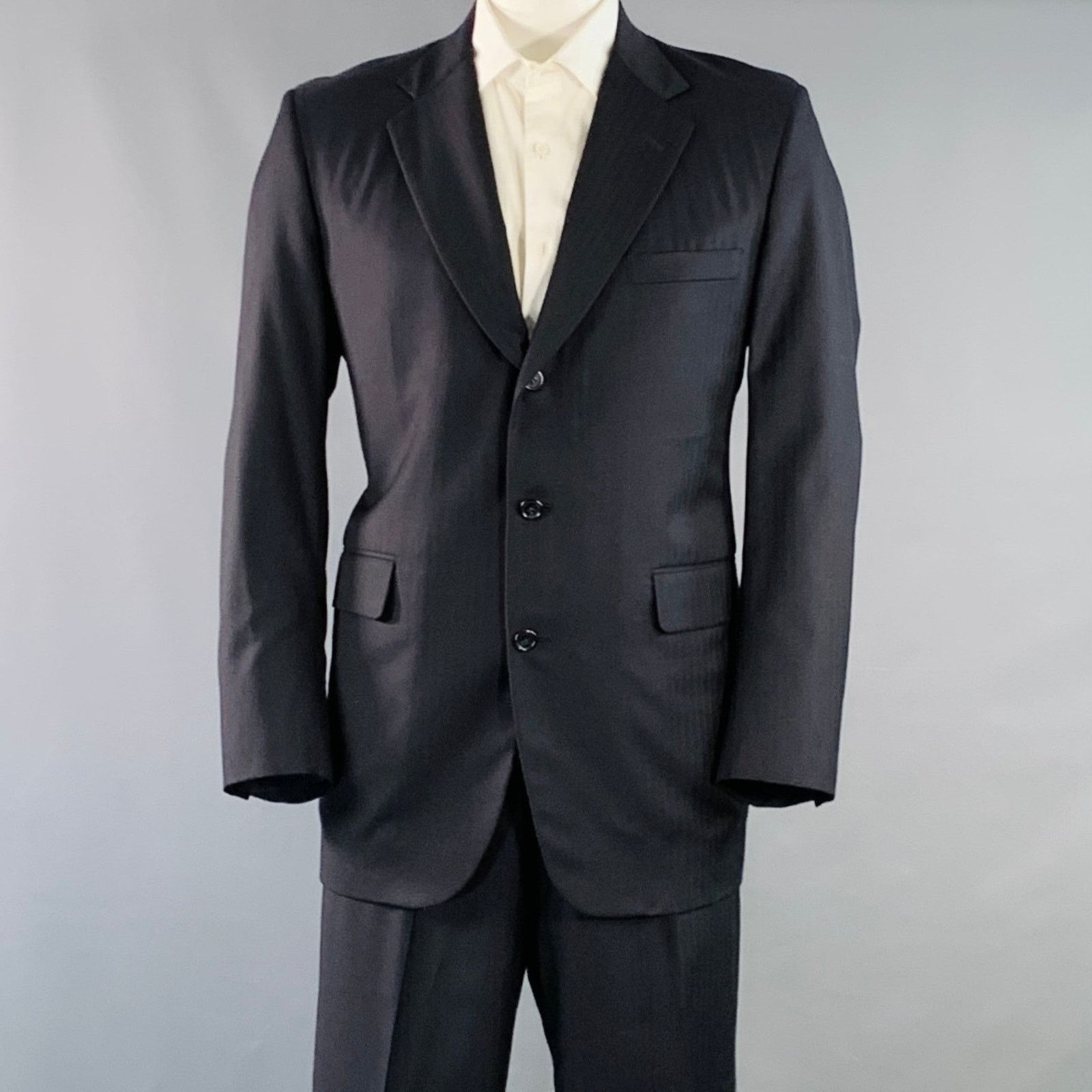 Other O'CONNELL'S Long Navy Herringbone Wool Notch Lapel Suit Size 42L - 1 Thumbnail