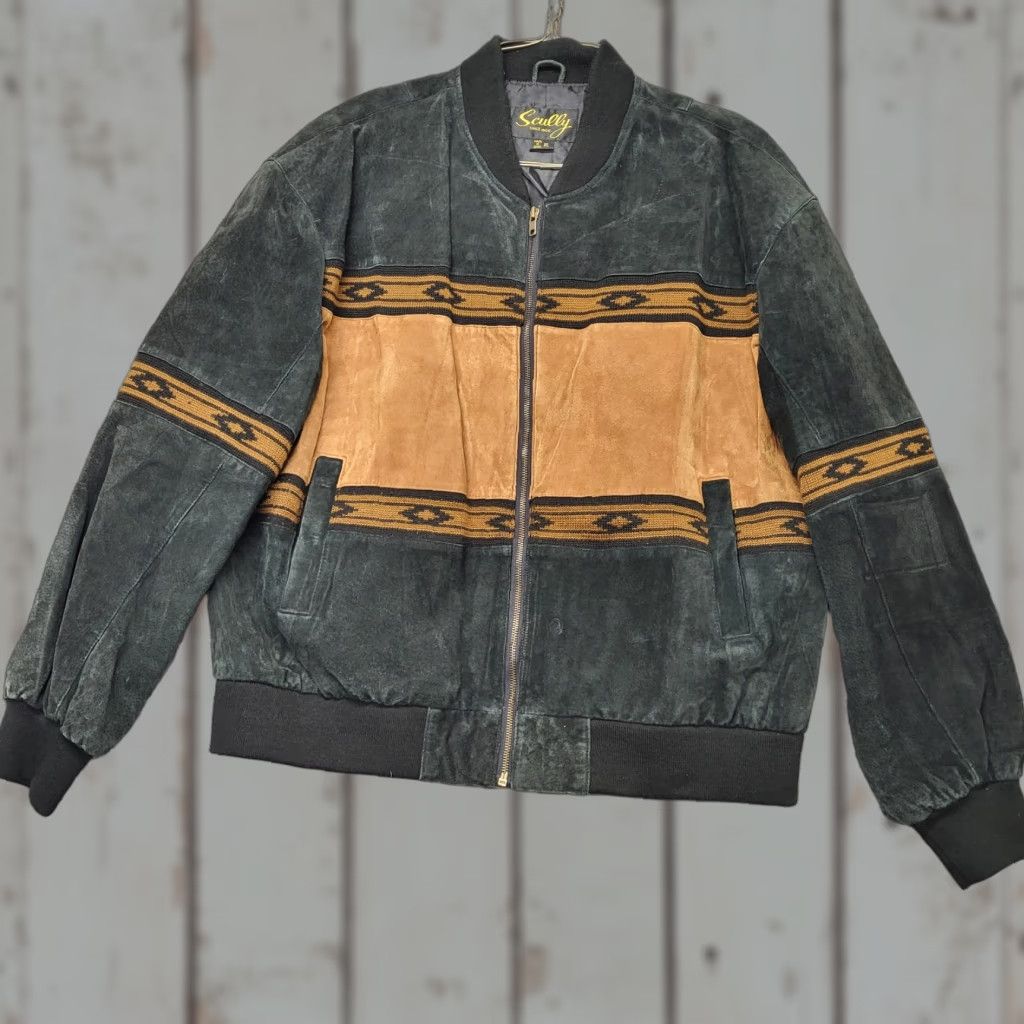 Scully VINTAGE Scully Leather Jacket Men's XL Black Brown Bomber Coat Cowboy Farm Western Leather Jacket for Travel Casual Workwear Mens XL Black Brown Size US XL / EU 56 / 4 - 1 Thumbnail