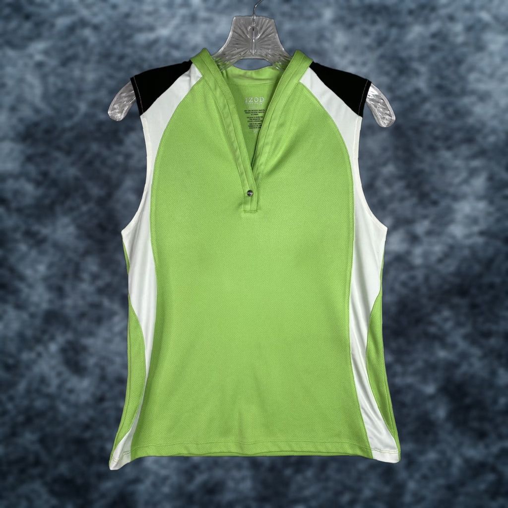 Izod Izod Polo Womens S Green White PerformX Cool FX Sleeveless Golf Stretch Shirt Size S / US 4 / IT 40 - 1 Thumbnail
