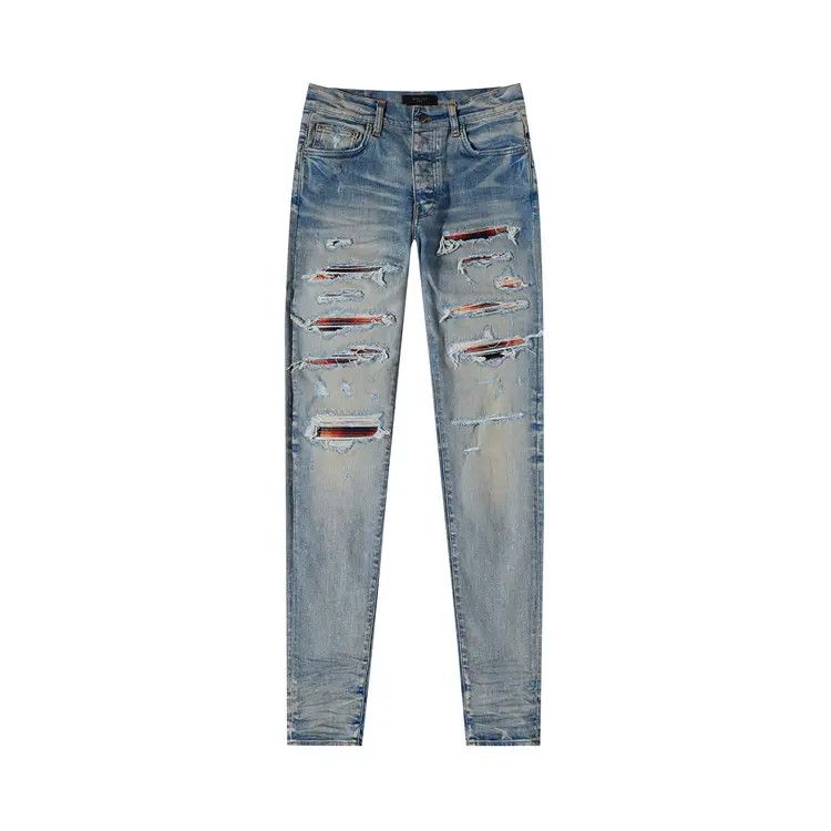 o1w1db10525 Plaid Thrasher Jeans in Blue