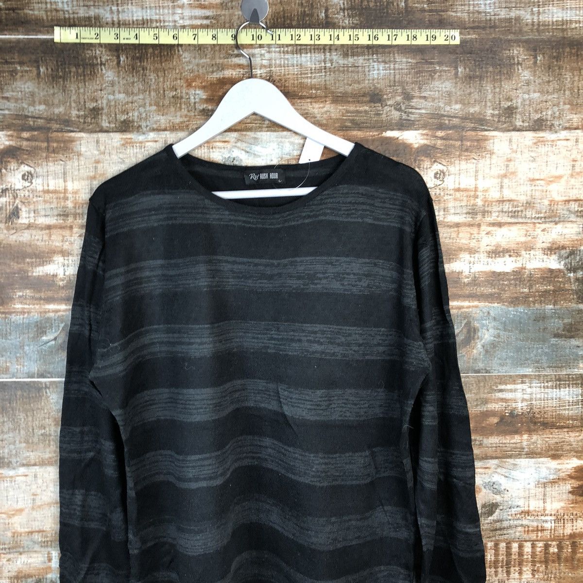 Japanese Brand Rush Hour Stripe Black knitwear long sleeve #A1595 Size US L / EU 52-54 / 3 - 5 Thumbnail