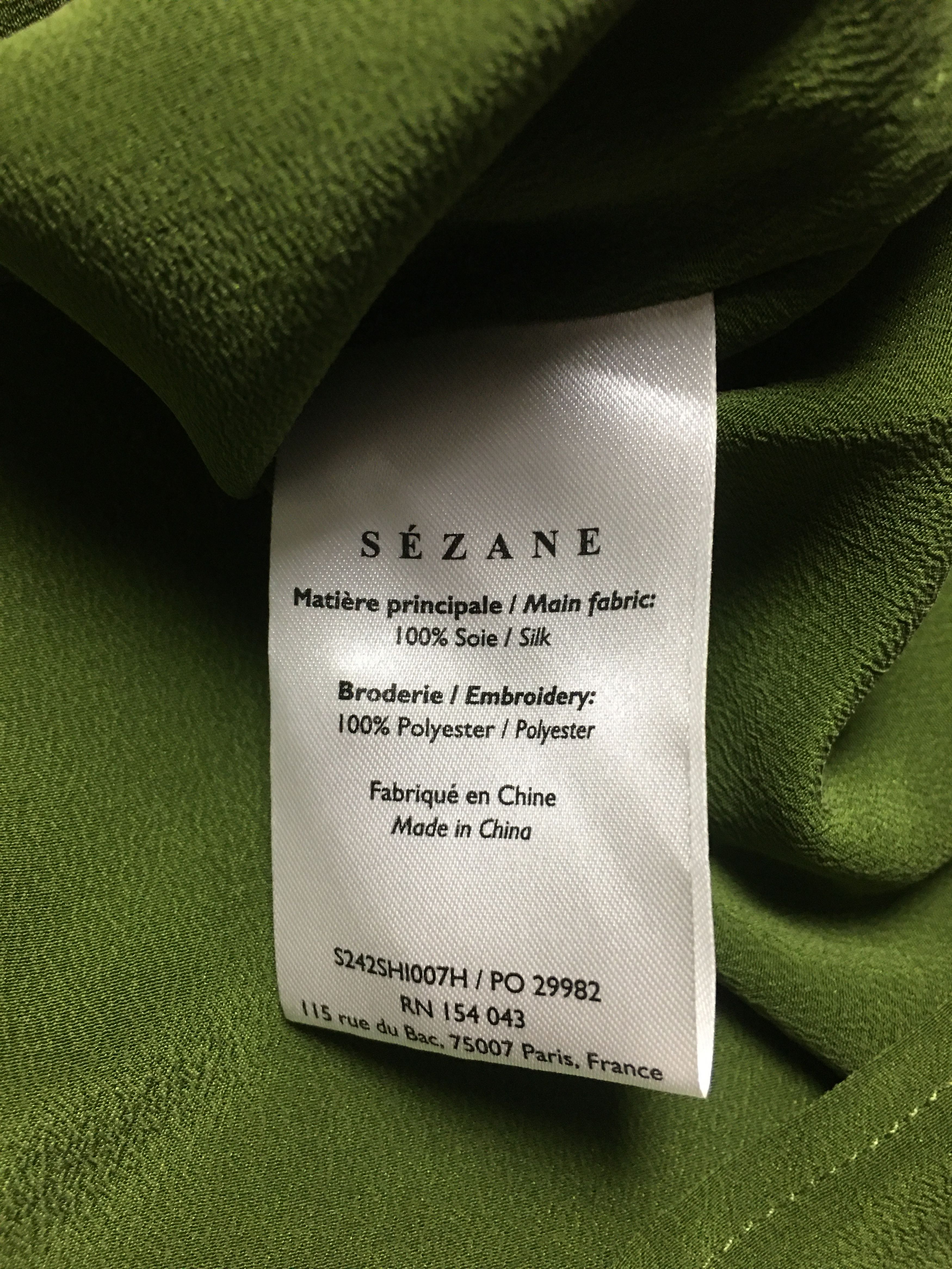Sezane Sezane Rosine Green Silk Blouse Shirt Size EU 36 Size XS / US 0-2 / IT 36-38 - 14 Thumbnail