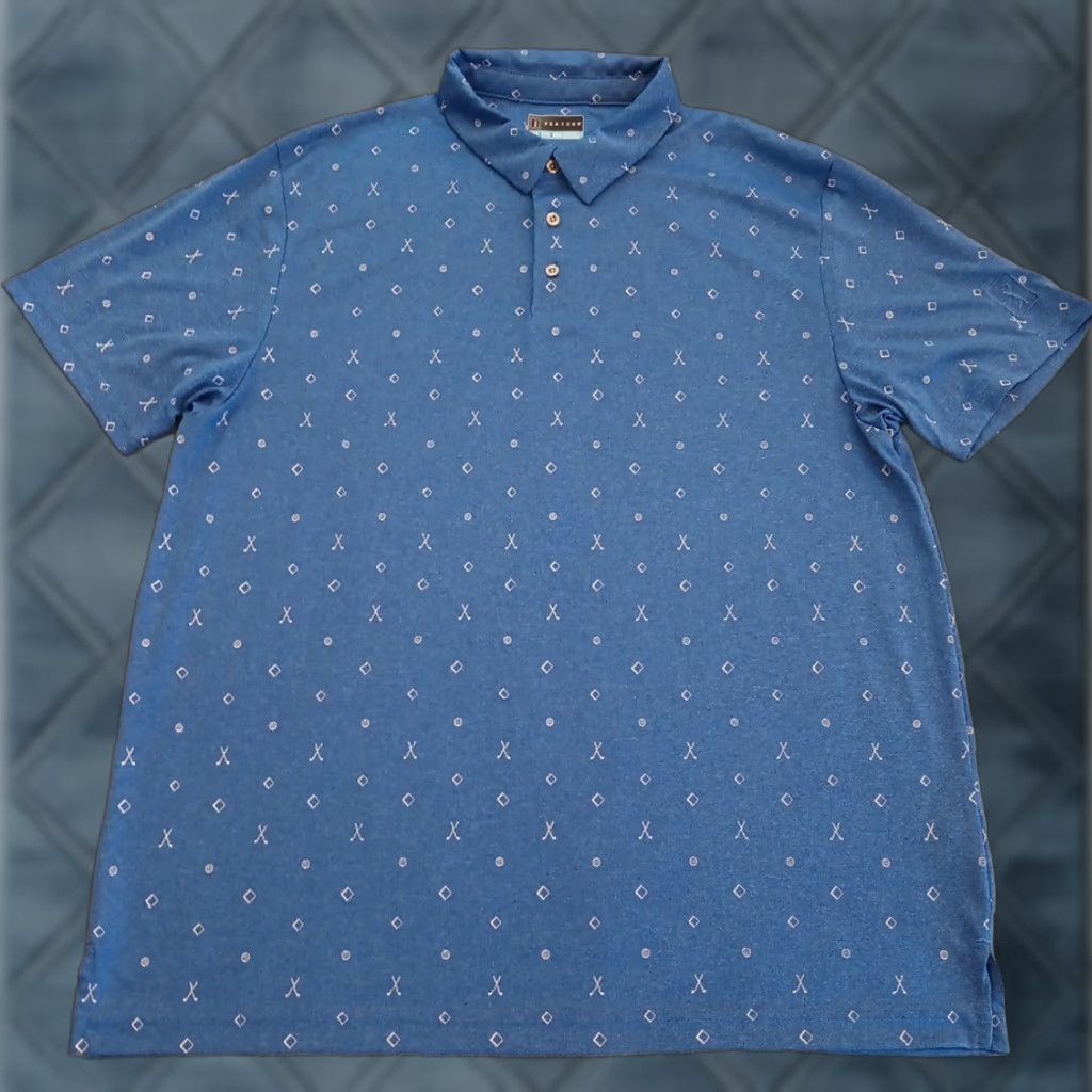 PGA Tour PGA Tour Polo Shirt Mens XXL Blue Geometric Short Sleeve Size US XXL / EU 58 / 5 - 1 Thumbnail