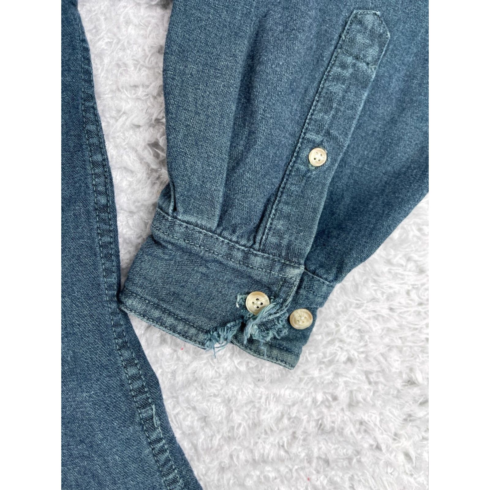 Anchor Blue Anchor Blue Denim Shirt Mens Medium Chambray Button-Up with Pockets 100% Cotton Vintage 90s Style Mens Apparel Size US M / EU 48-50 / 2 - 4 Thumbnail