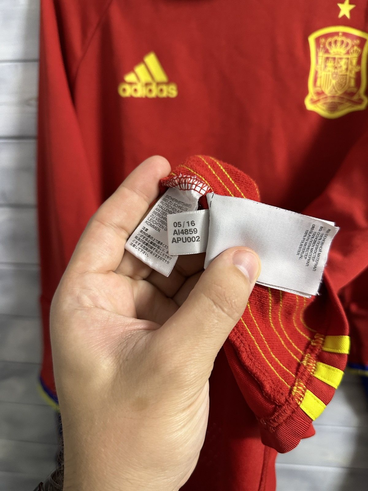 Vintage Rare Soccer Long-Sleeve Adidas Spain Training Form Size US L / EU 52-54 / 3 - 14 Thumbnail