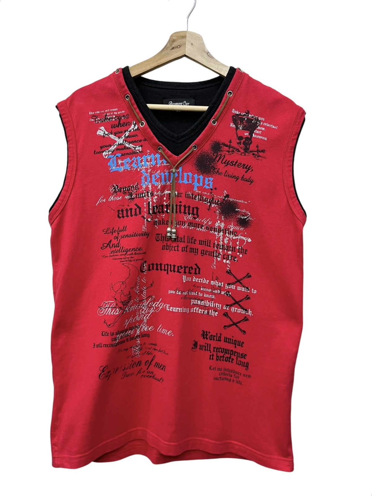Punk and Yo 🔥💀Beaumont Carr Punk Poem Laced V-Neck Sleeveless y2k Tee Size US M / EU 48-50 / 2 - 3 Thumbnail