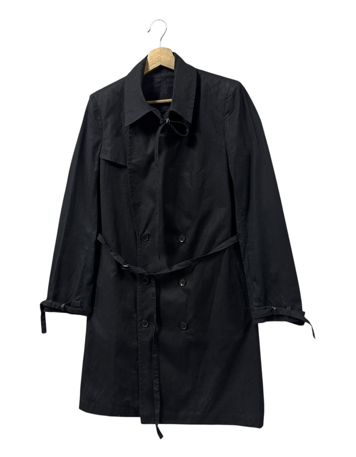 Yohji Yamamoto Vtg🔥Y’s Red Label Black Trench Coat Bondage Double Breasted Size US M / EU 48-50 / 2 - 8 Thumbnail