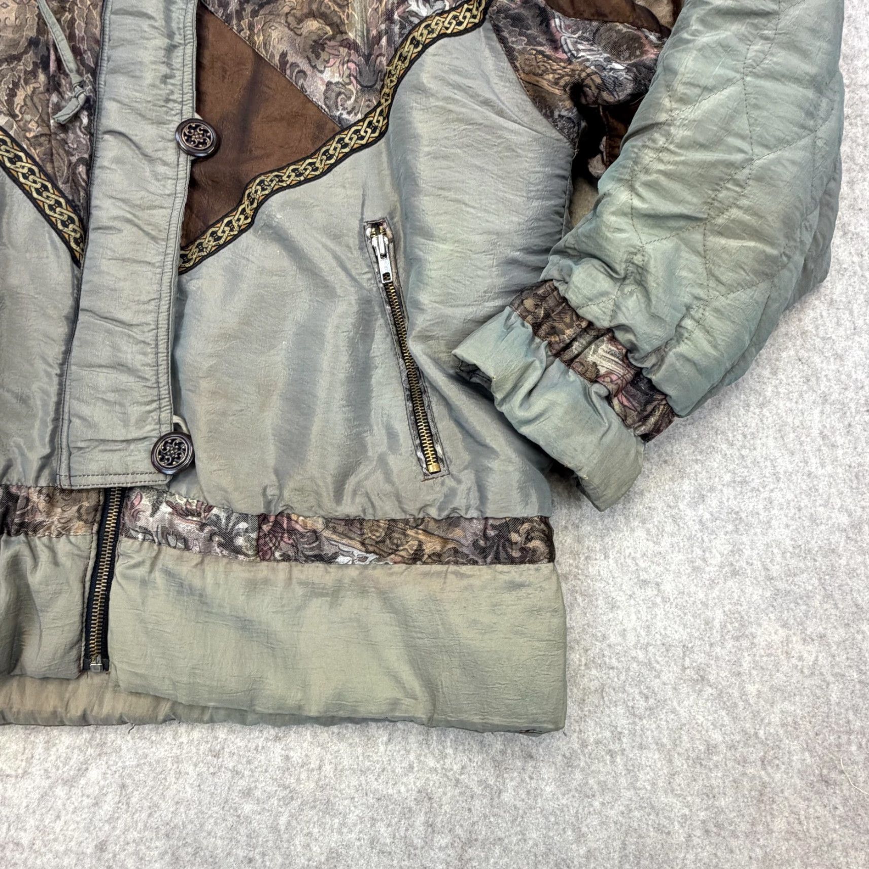 Vintage VINTAGE Gallery Jacket Womens Small Green Brown Quilted Patchwork Floral 80s Size S / US 4 / IT 40 - 5 Thumbnail