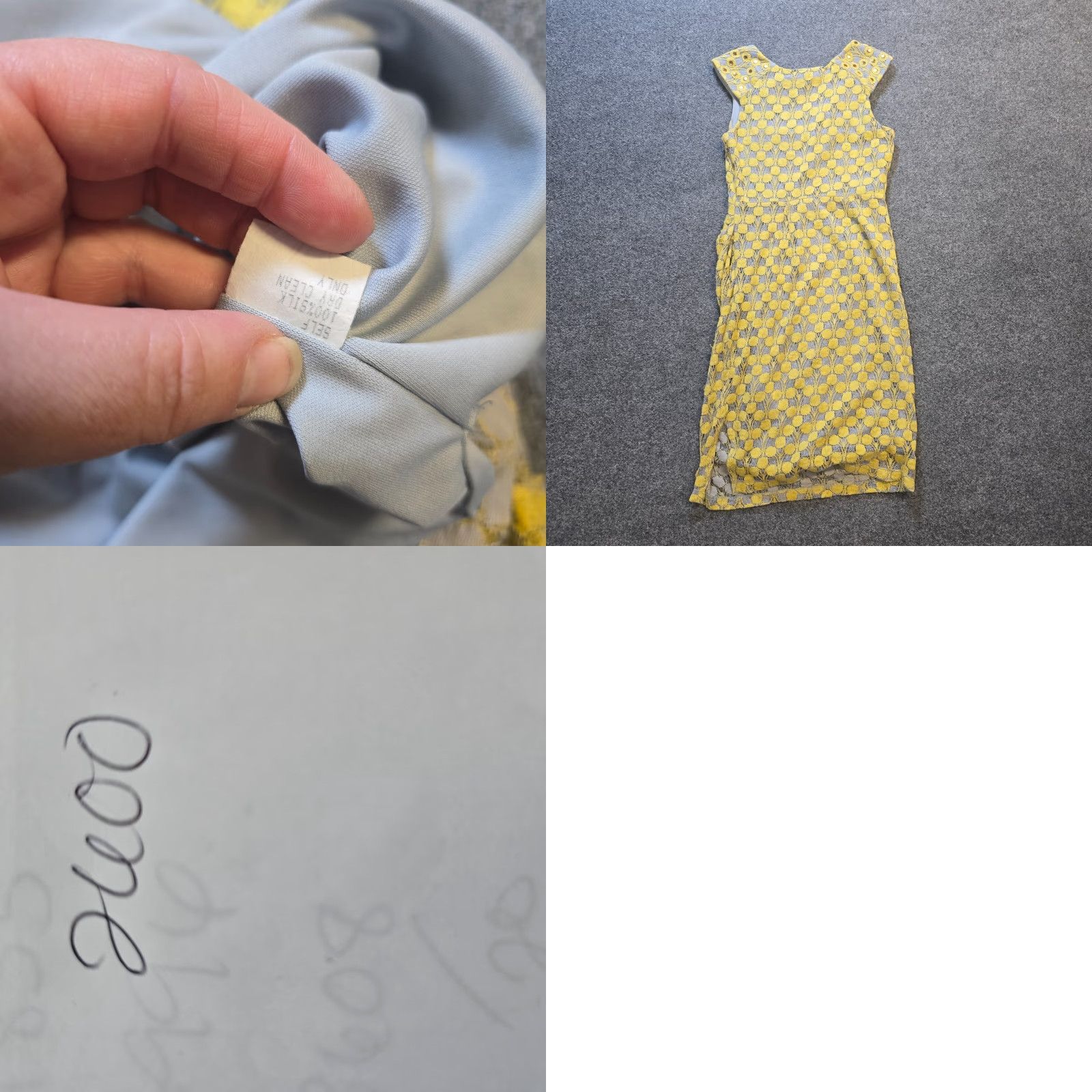 Vintage Eva Franco Dress Womens Size 6 Yellow Lace Silk Floral Ruched Stretch Cocktail Dress Size M / US 6-8 / IT 42-44 - 8 Thumbnail
