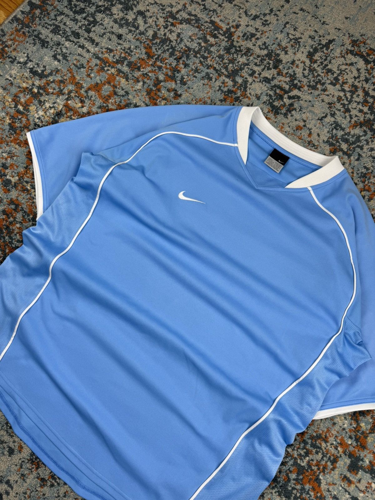 Nike × Vintage Vintage Y2K Nike soccer football blokecore jersey baby blue Size US XL / EU 56 / 4 - 5 Thumbnail