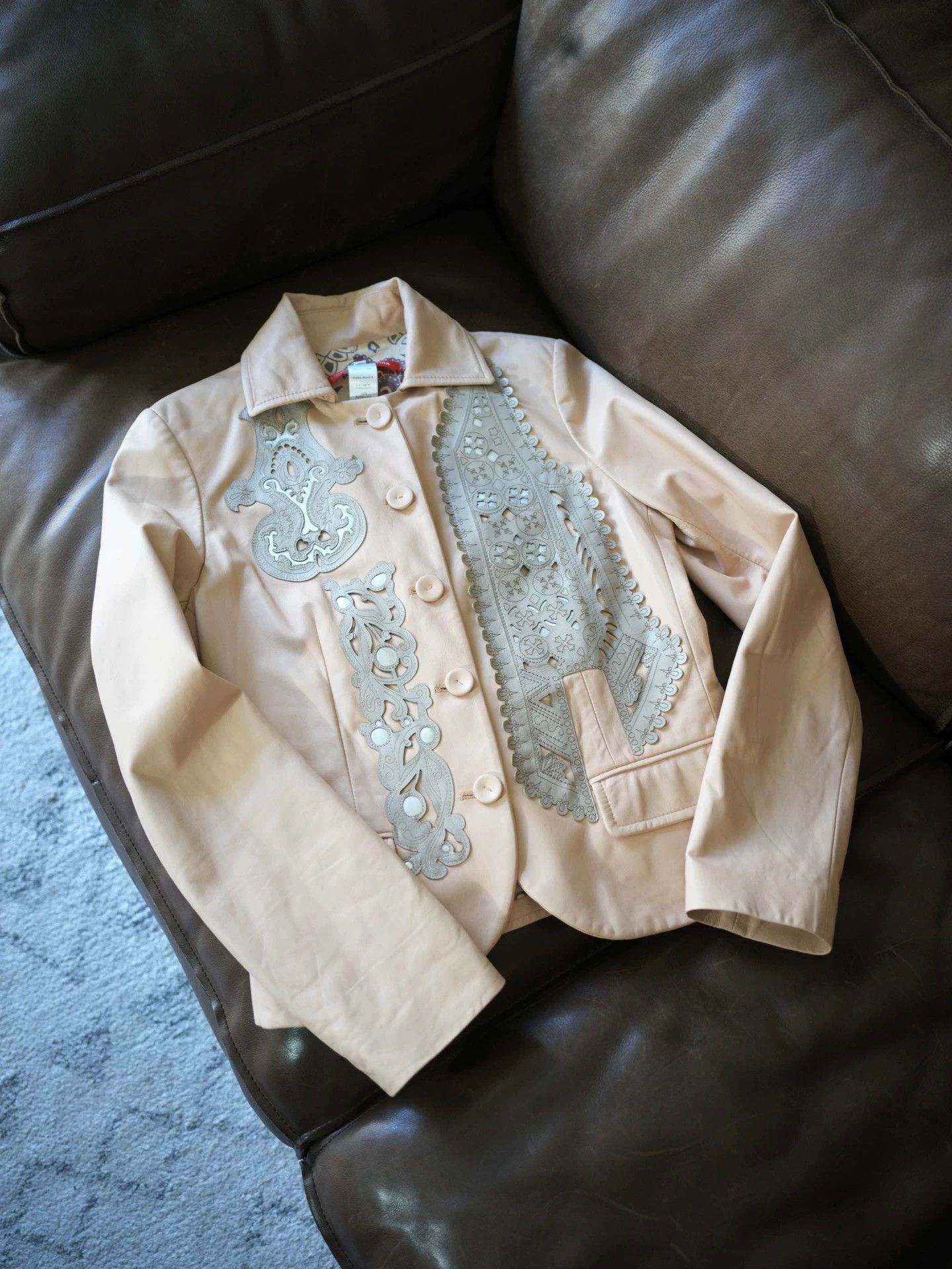 Christian Lacroix Christian Lacroix Vintage Leather Jacket Rubber Beige 38 Size XS / US 0-2 / IT 36-38 - 6 Thumbnail