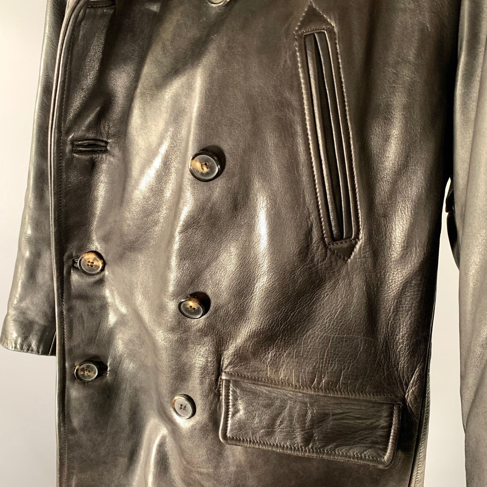 Other HARVEY LOGAN Size XXL Black Leather Double Breasted Coat Size US XXL / EU 58 / 5 - 5 Thumbnail