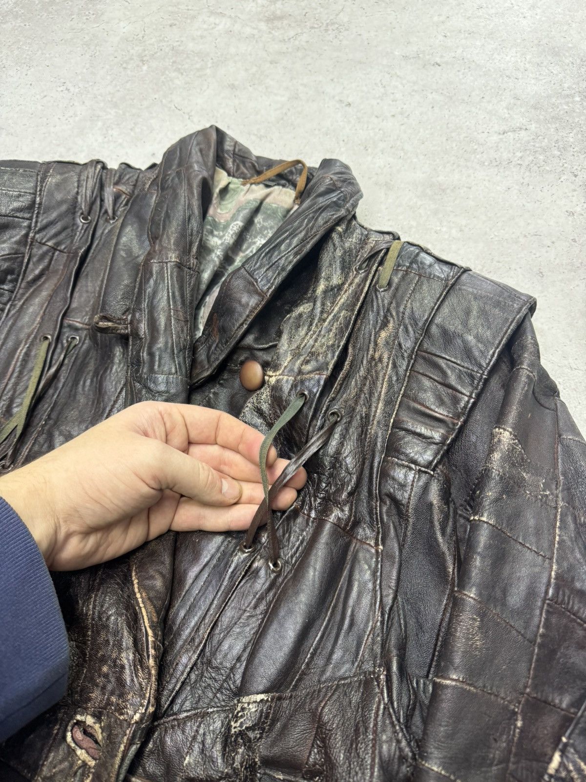Junya Watanabe Vintage 90s Reworked Faded Leather Jacket Size US S / EU 44-46 / 1 - 13 Thumbnail
