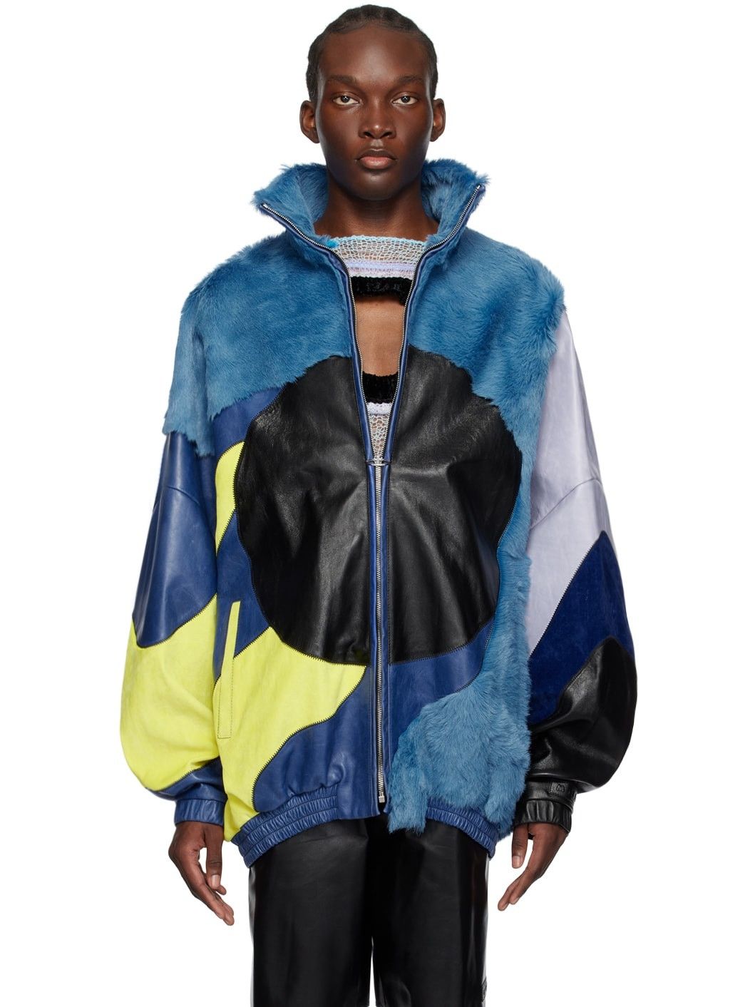 Marni o1srvl11e0724 Paneled Jacket in Blue Size US XS / EU 42 / 0 - 1 Thumbnail