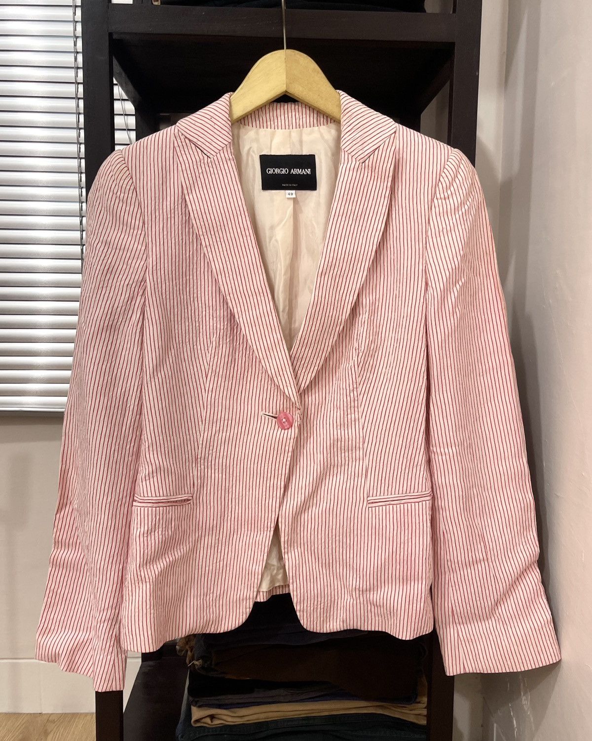 Giorgio Armani Giorgio Armani Vertical Stripe Blazzer Pink White Size S / US 4 / IT 40 - 1 Thumbnail