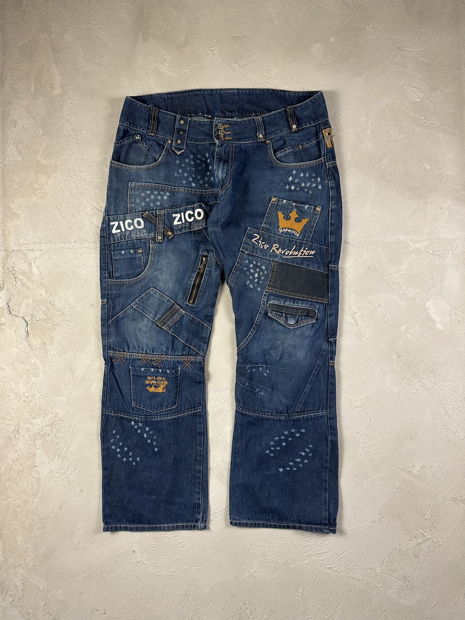 Japanese Brand Vintage Y2k Avant Garde Oversized Printed Hiphop Denim Pants Size US 36 / EU 52 - 1 Thumbnail