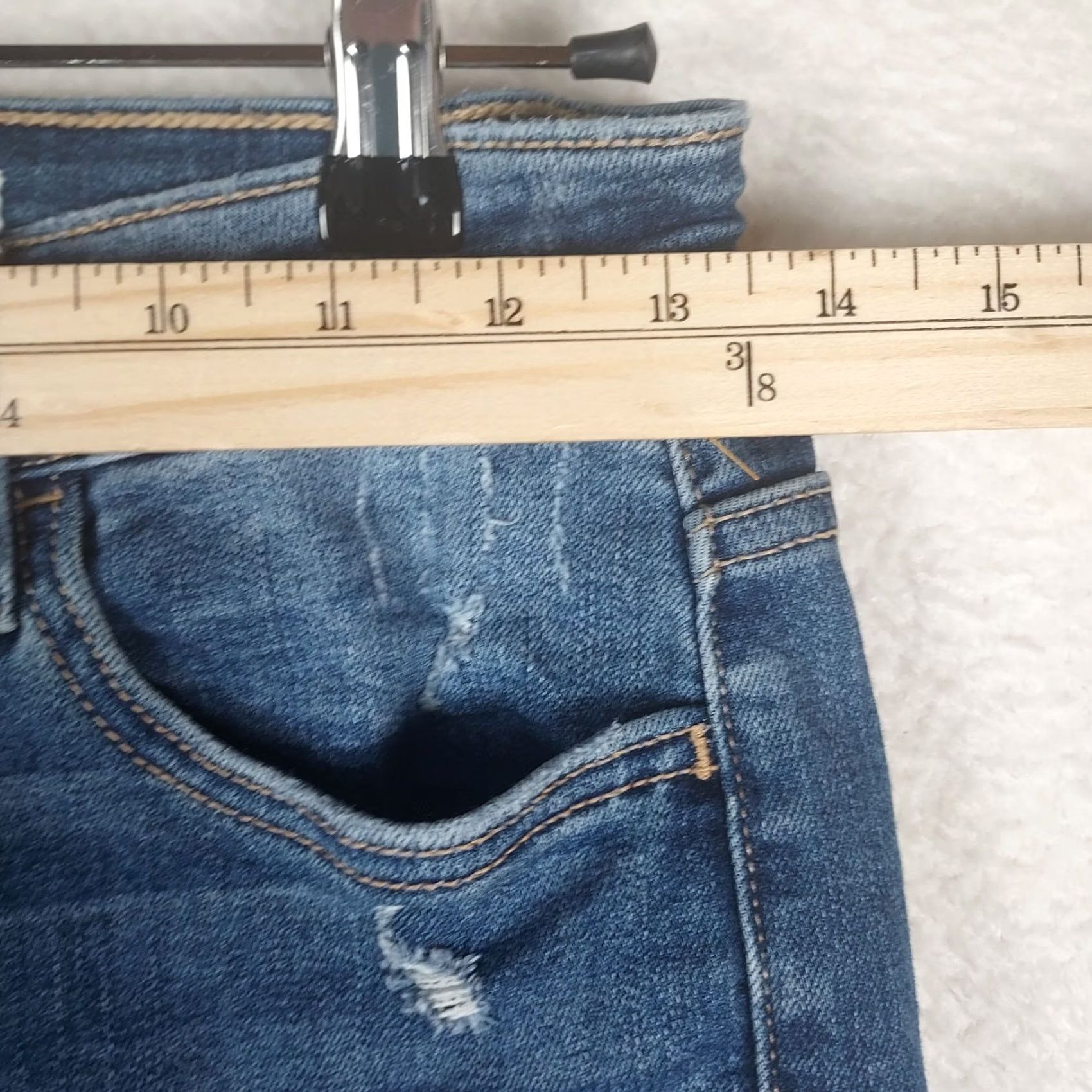 Denime Vervet Jeans Blue Womens Size 25 Straight Leg Distressed Denim 5-Pocket Button Closure Fashion Clothing Size 42" / US 20 - 6 Thumbnail