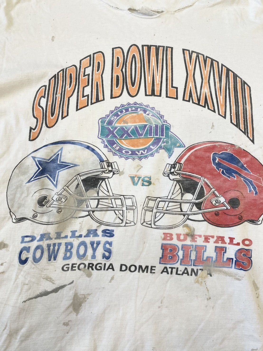 NFL × Salem Sportswear × Vintage Vintage 90s Trashed Distressed Super Bowl Bills VS Cowboys Size US XL / EU 56 / 4 - 2 Thumbnail