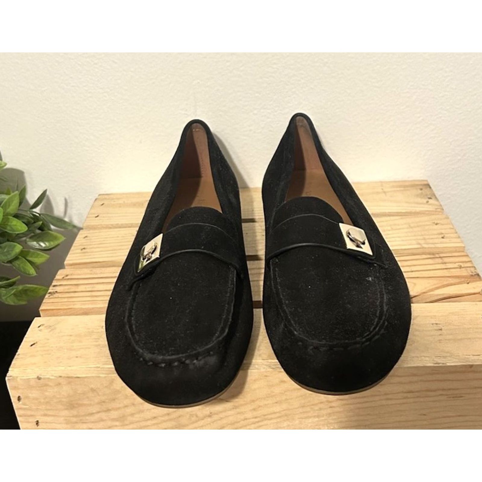 Vintage VINTAGE Women kate spade new york Ballet Flats Black Suede Leather Silver Spade Logo 8.5 Shoes Ballet Flats Women Mens? Size US 9 / IT 39 - 3 Thumbnail