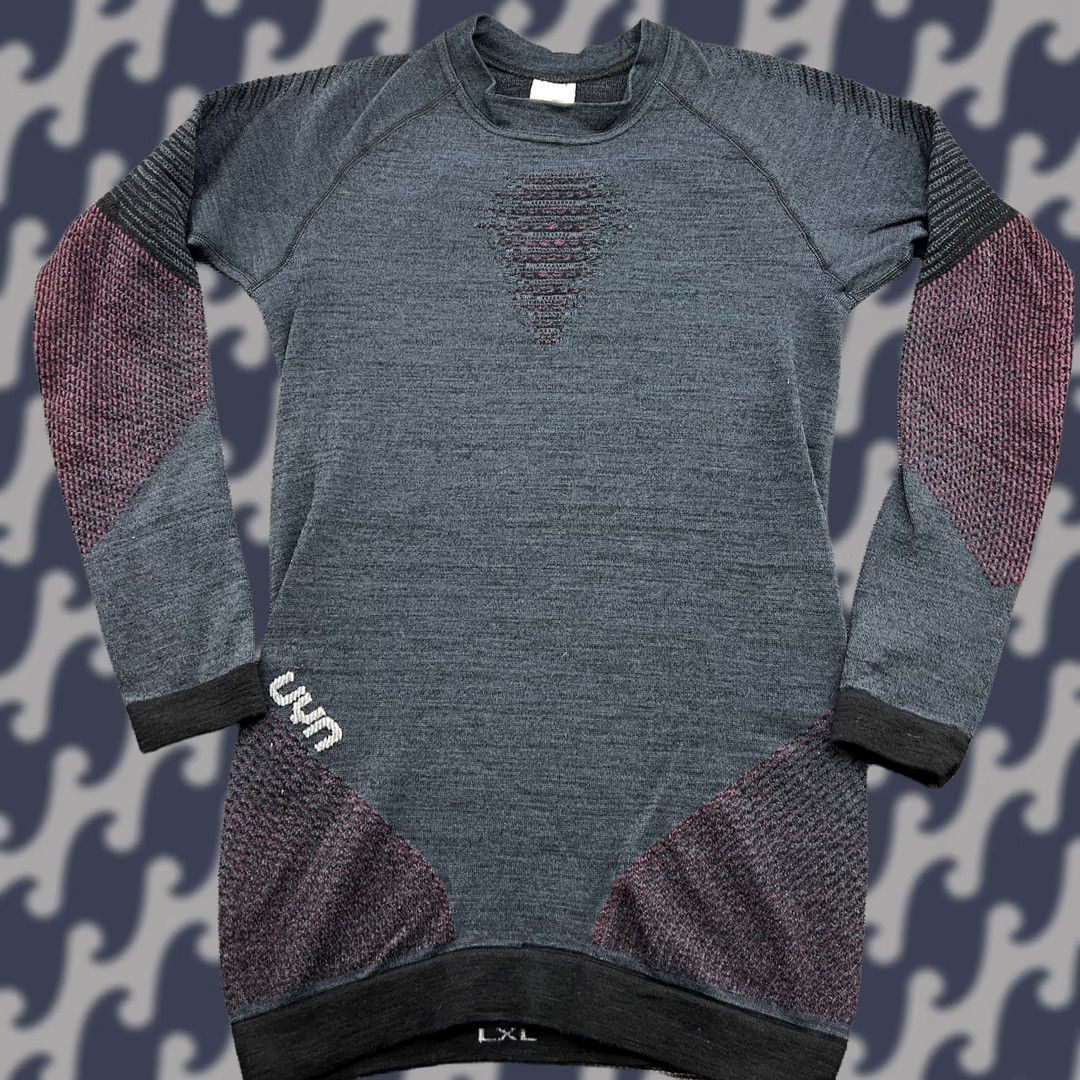 Vintage UYN Mens Compression Shirt Thermal Gray Red Base Layer Cold Weather L-XL Size US XL / EU 56 / 4 - 1 Thumbnail