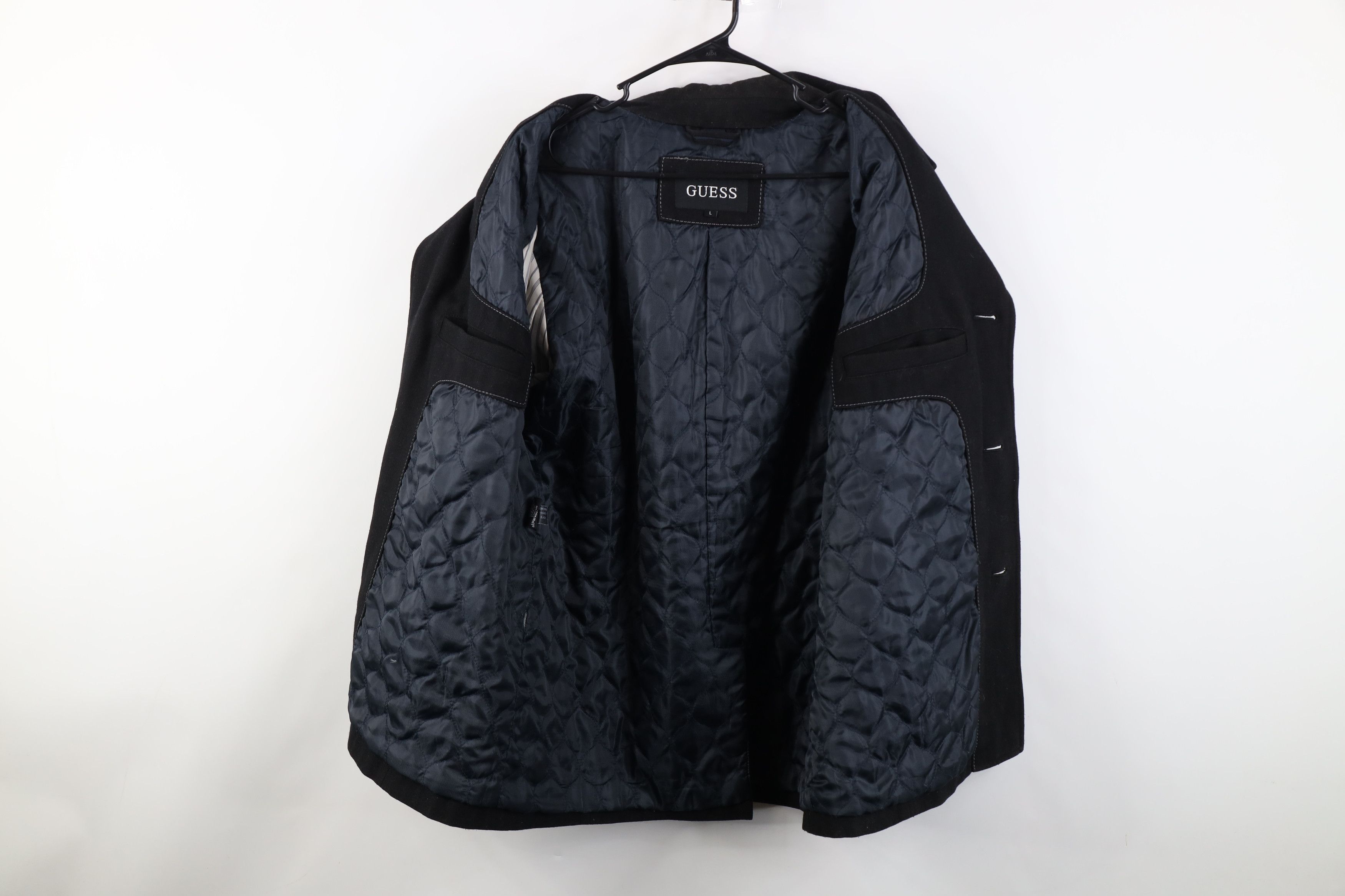Guess Vintage Y2K Guess Wool Blend Button Peacoat Jacket Black Size US L / EU 52-54 / 3 - 10 Thumbnail