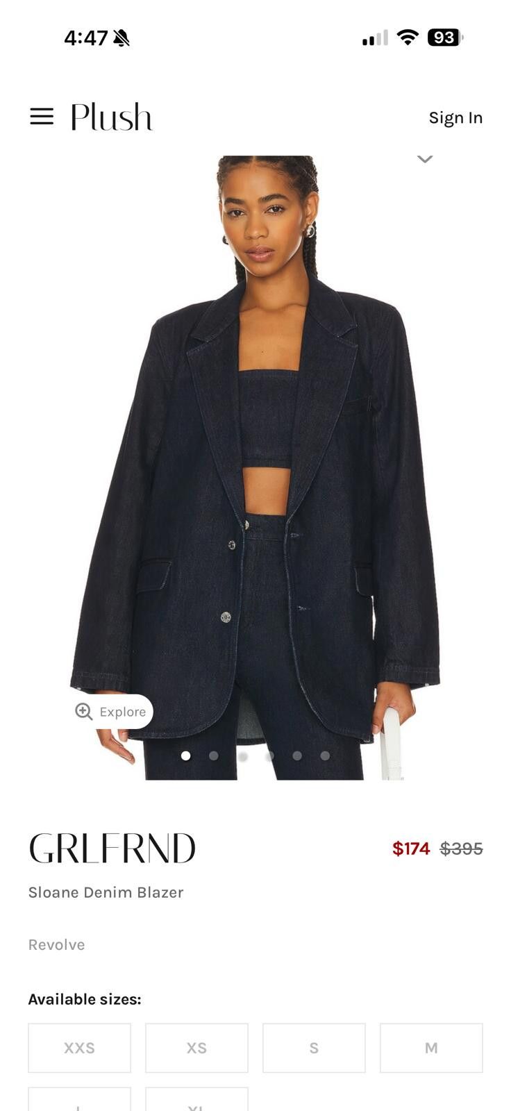 Other Sloane Denim Blazer in Beverly Hills by GRLFRND Size S / US 4 / IT 40 - 1 Thumbnail