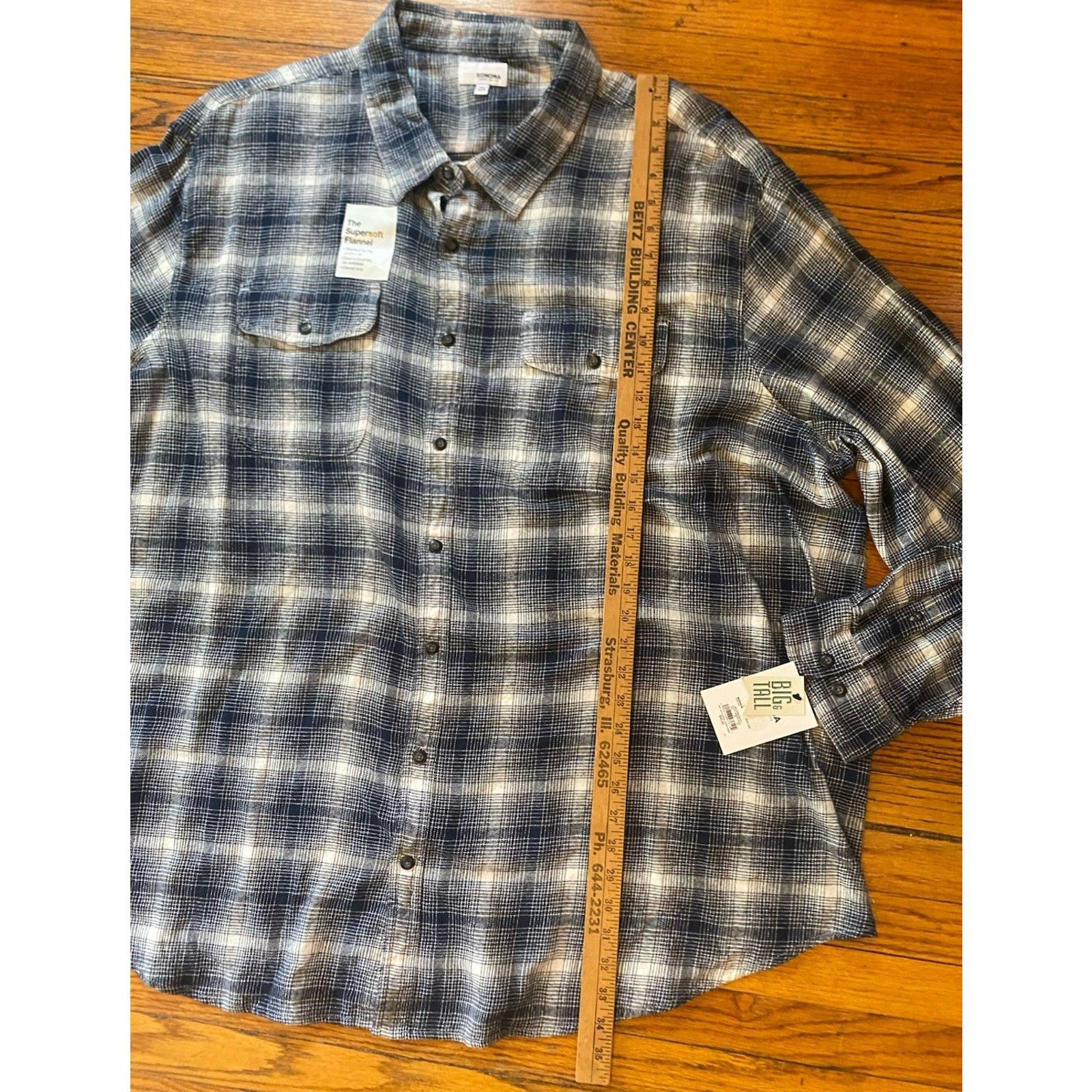 Sonoma NWT Sonoma Supersoft Flannel Button Up Shirt Men’s 4XB $40 Size US XXL / EU 58 / 5 - 7 Thumbnail