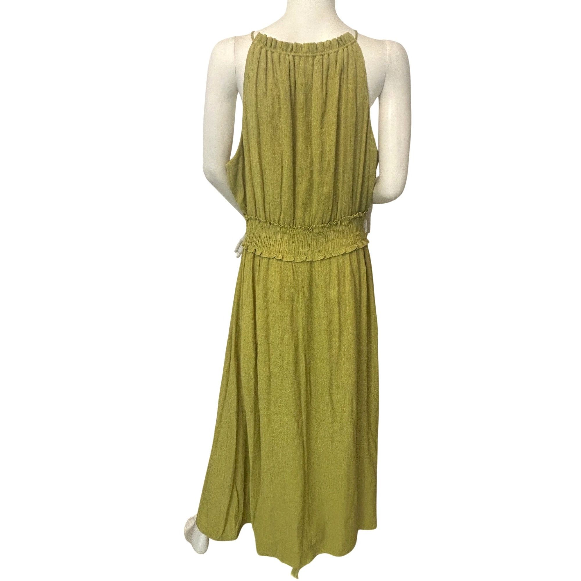 Other Taylor Maxi Dress L Chartreuse Drawstring Halter Sleeveless Size L / US 10 / IT 46 - 3 Thumbnail