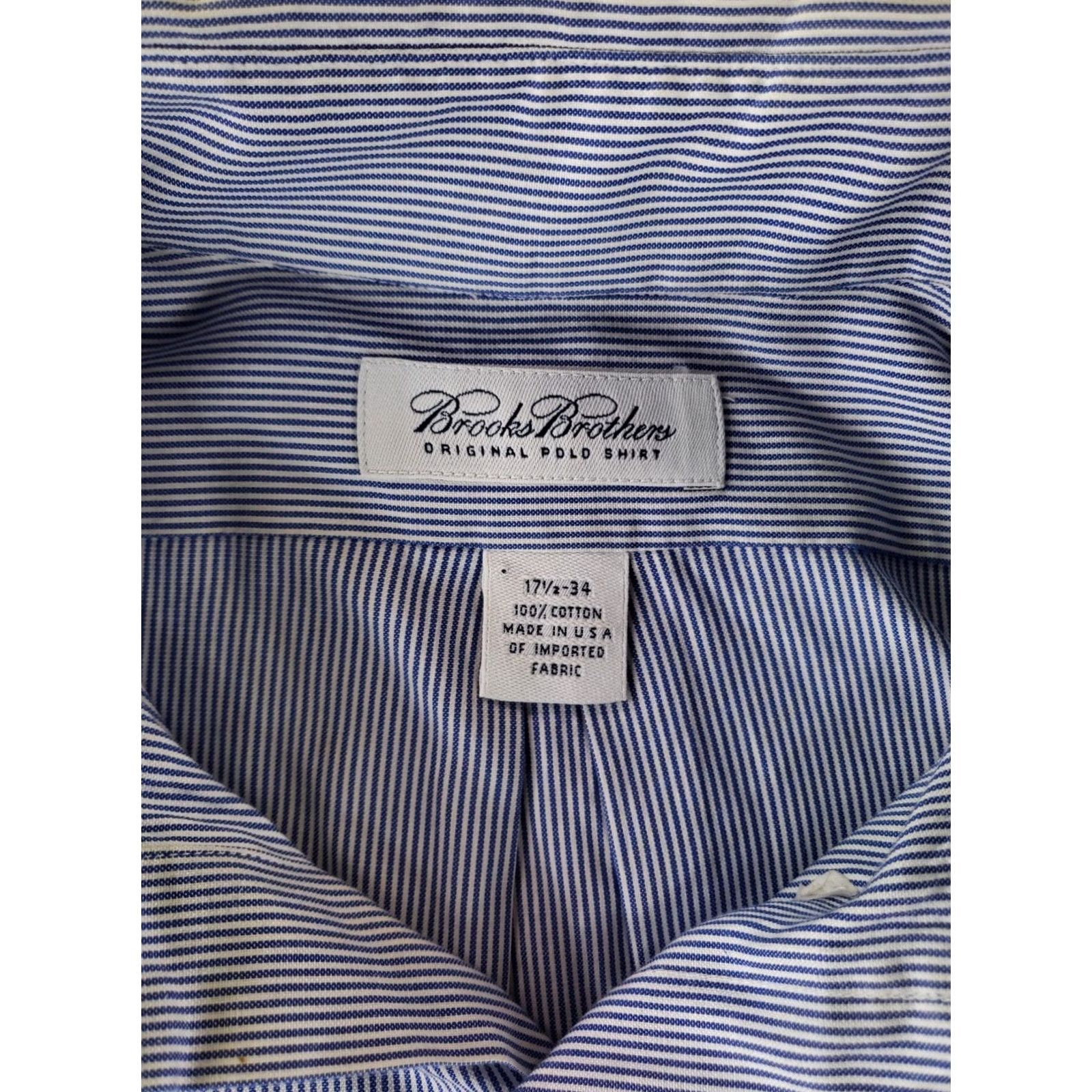 Brooks Brothers Brooks Brothers Shirt Button Down Made USA Blue White Striped 2XL 17.5-34 Mens Long Sleeve Regular Size US XXL / EU 58 / 5 - 2 Thumbnail