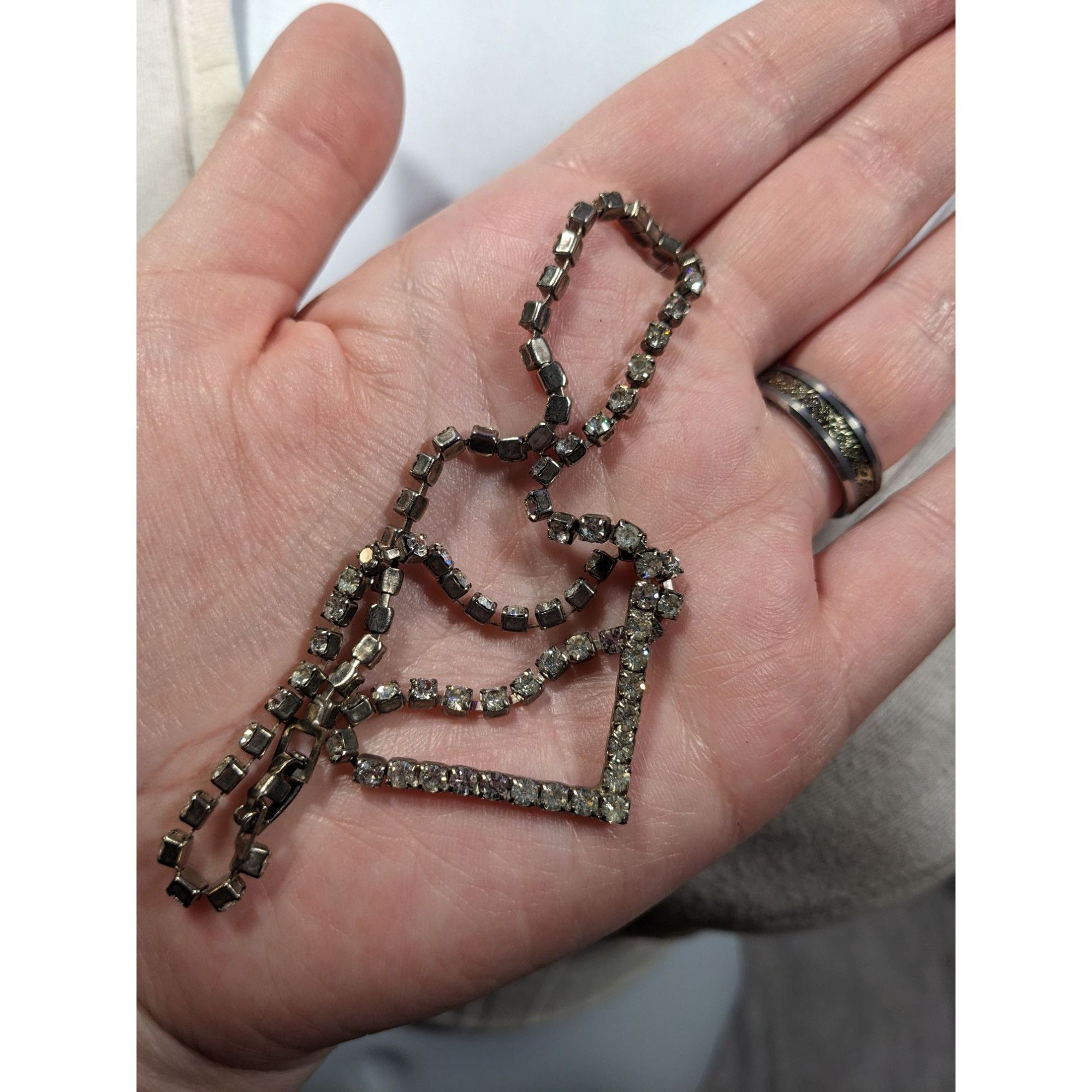 Other Vintage Glam Silver Tone Rhinestone Chevron Necklace Size ONE SIZE - 3 Thumbnail