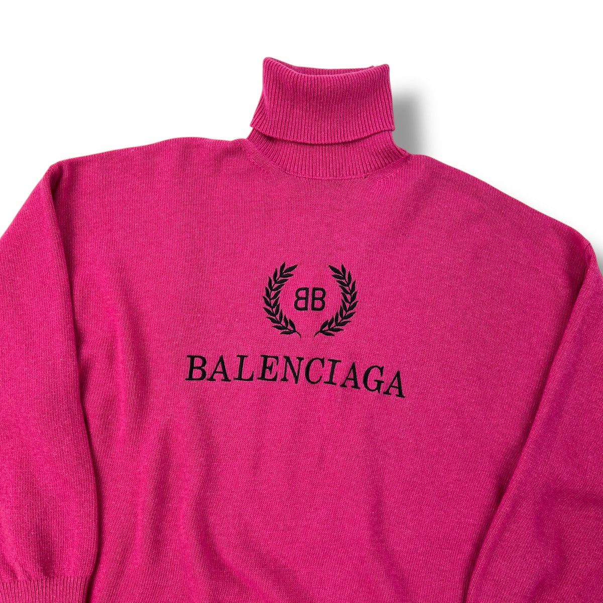 Balenciaga Balenciaga BB Crest Pink Turtle Neck Sweater Size US L / EU 52-54 / 3 - 1 Thumbnail
