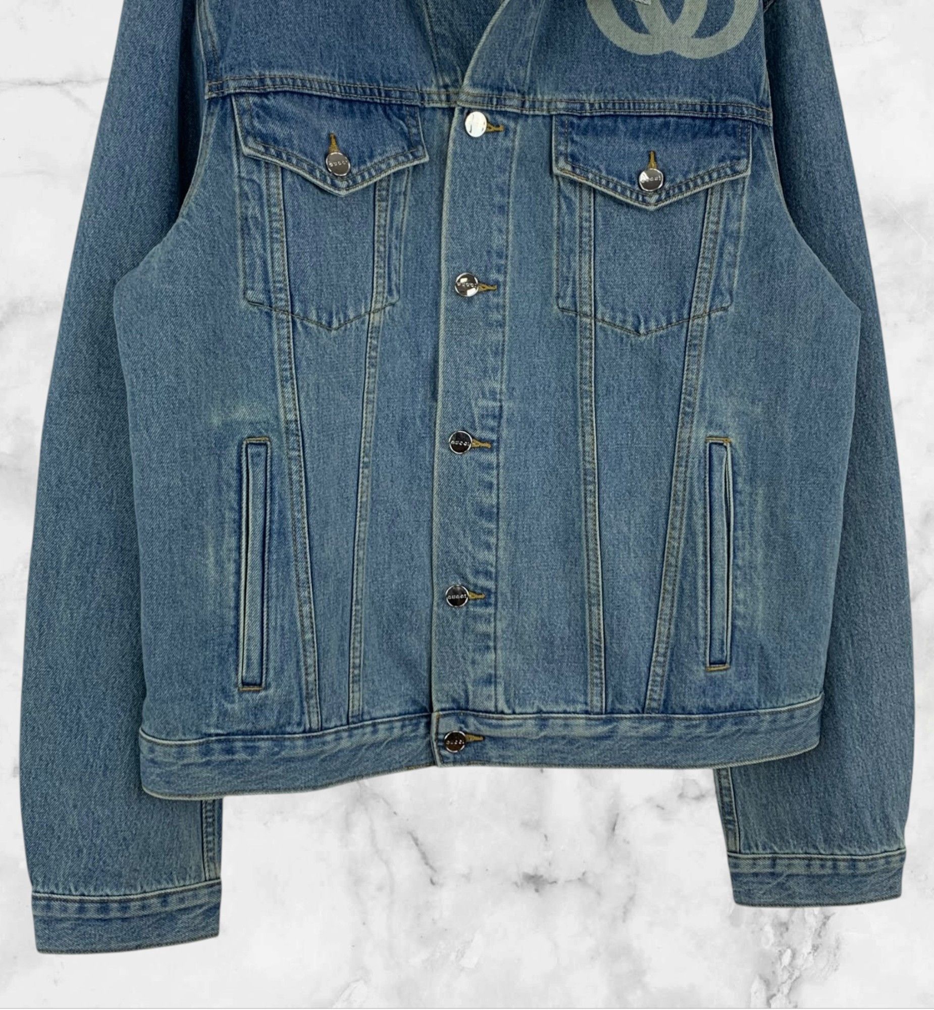 Gucci Gucci GG Double G Lasered Buttoned Pockets Denim Jacket Size US L / EU 52-54 / 3 - 4 Thumbnail