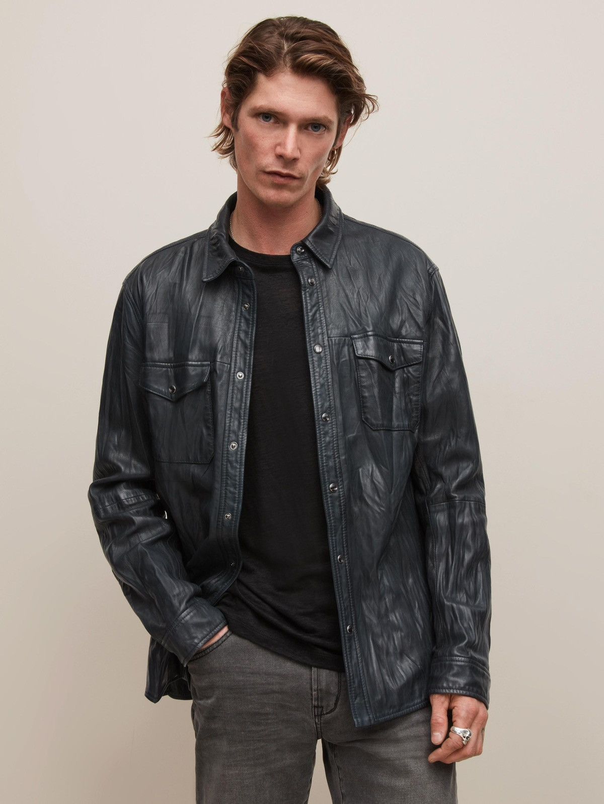 John Varvatos Lionel leather shirt jacket. Medium Size US M / EU 48-50 / 2 - 1 Thumbnail