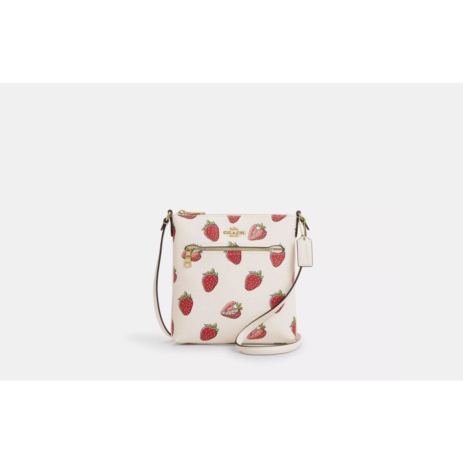 Coach NWT COACH CAQ09 Mini Rowan File Bag Strawberry Print Leather Size ONE SIZE - 4 Thumbnail