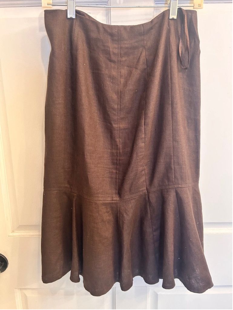 Women's Lauren Ralph Lauren Brown Linen Skirt Size 6