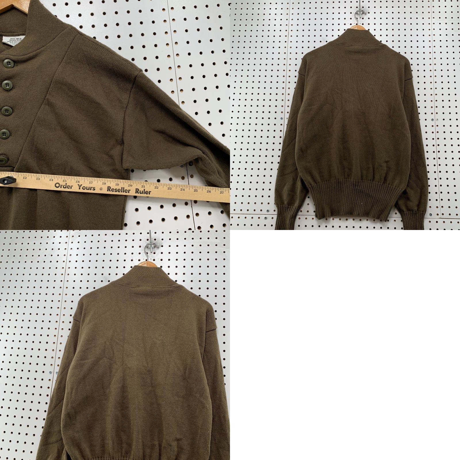 Vintage VINTAGE Military Sweater Shirt Mens L Brown Acrylic Henley Winter Knitts Mitts Knits Size US L / EU 52-54 / 3 - 9 Thumbnail